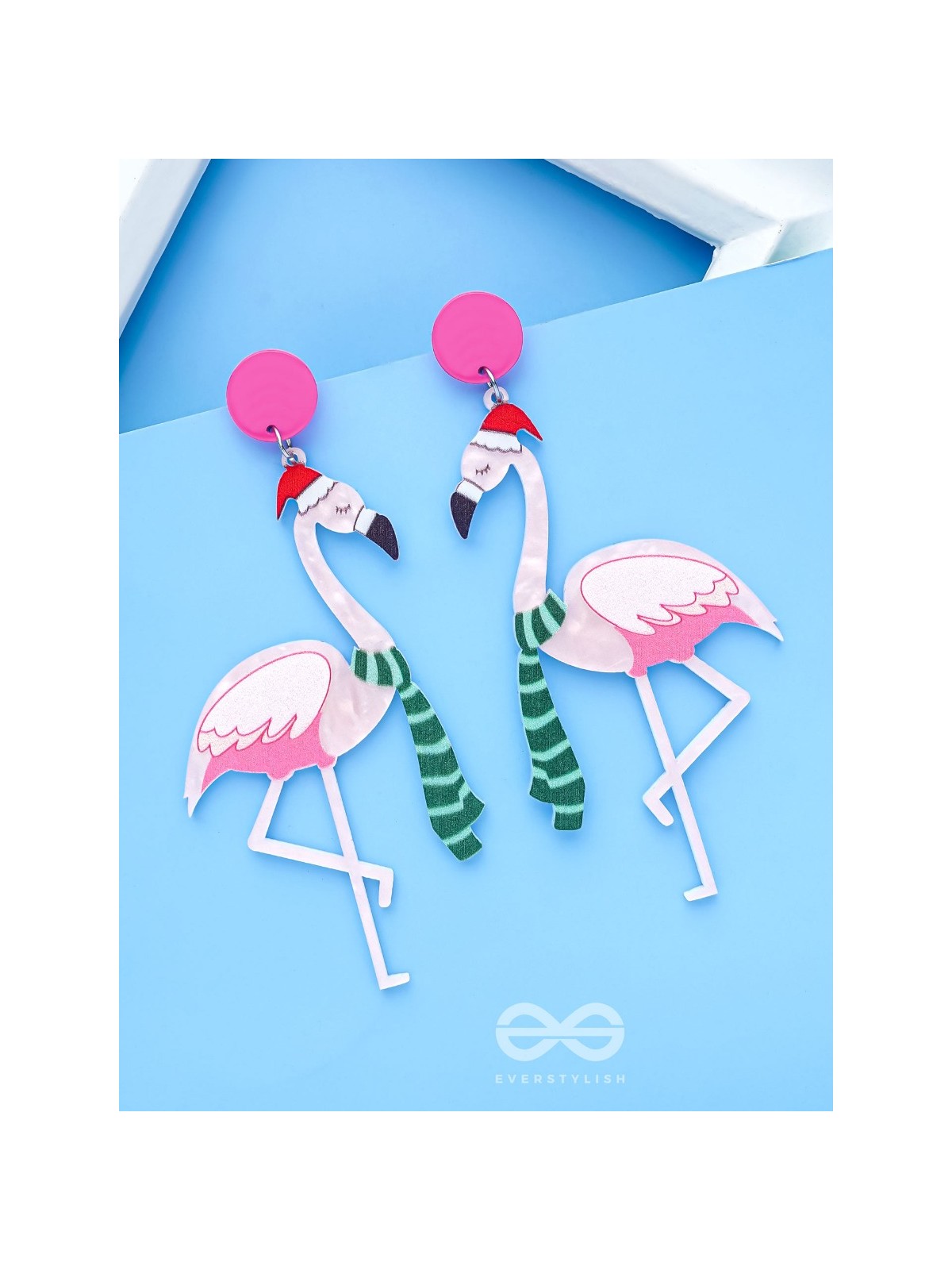 THE FLAMINGO CLAUS - STATEMENT ACRYLIC EARRINGS