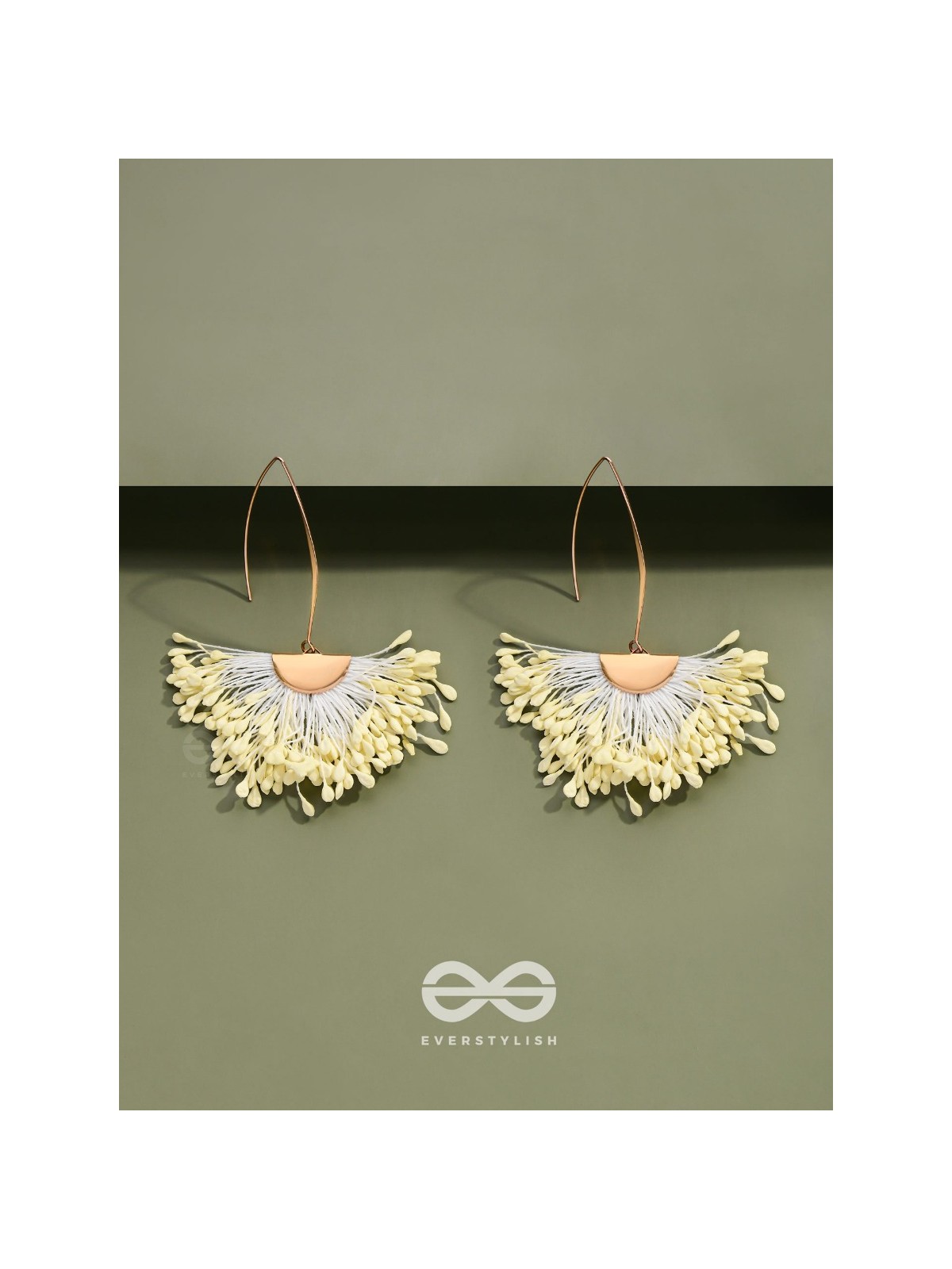 FREE SPIRIT SYMPHONY - GOLDEN EMBELLISHED EARRINGS (WHITE)