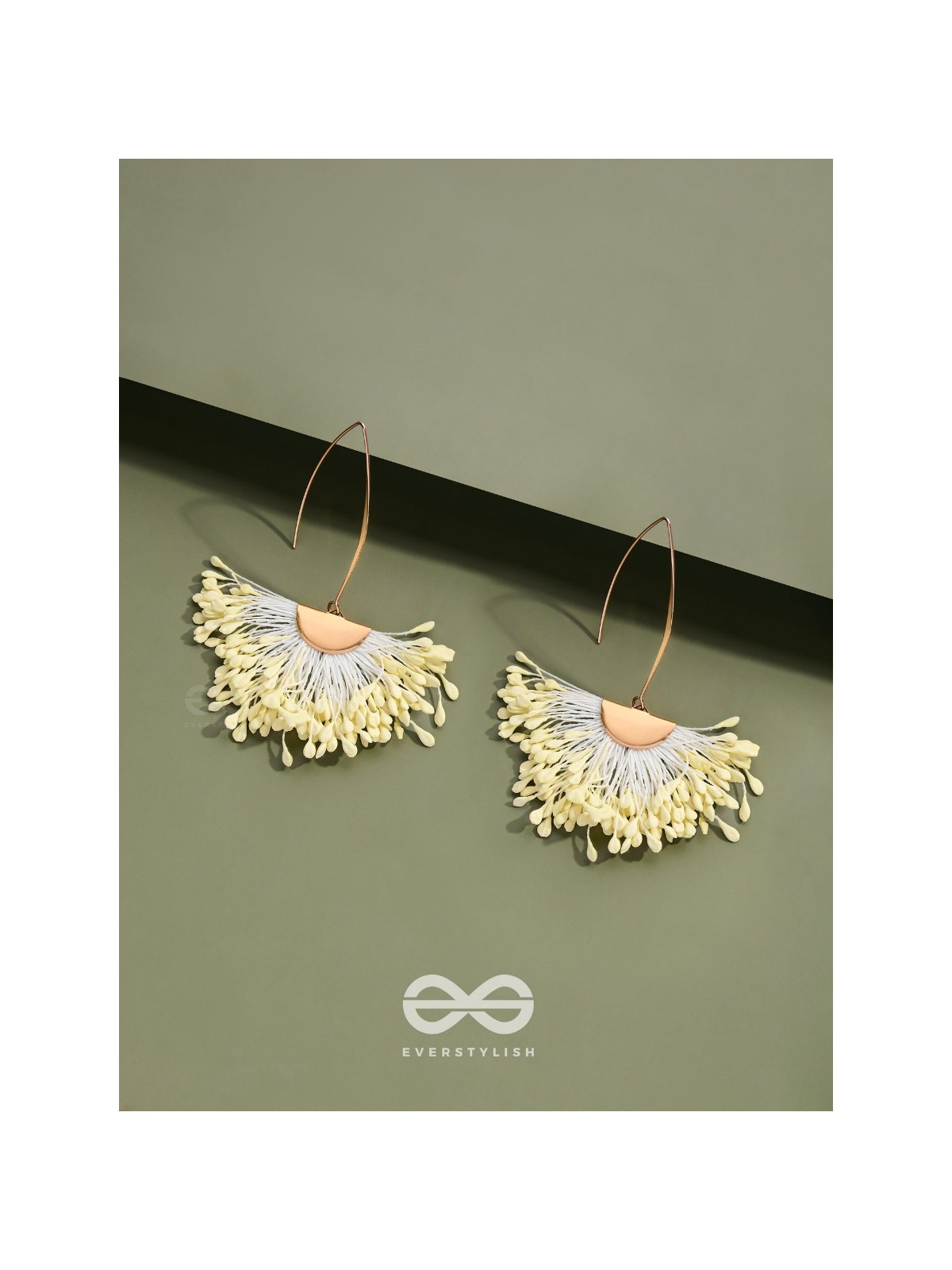 FREE SPIRIT SYMPHONY - GOLDEN EMBELLISHED EARRINGS (WHITE)