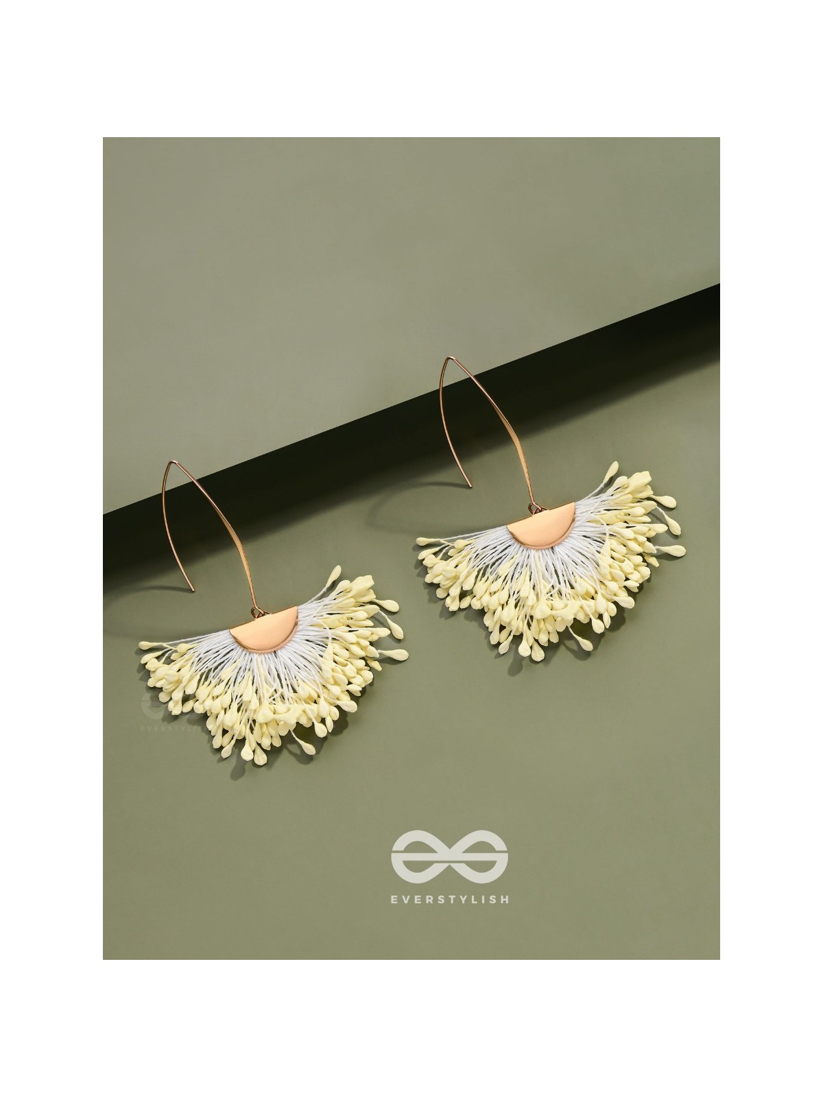 FREE SPIRIT SYMPHONY - GOLDEN EMBELLISHED EARRINGS (WHITE)