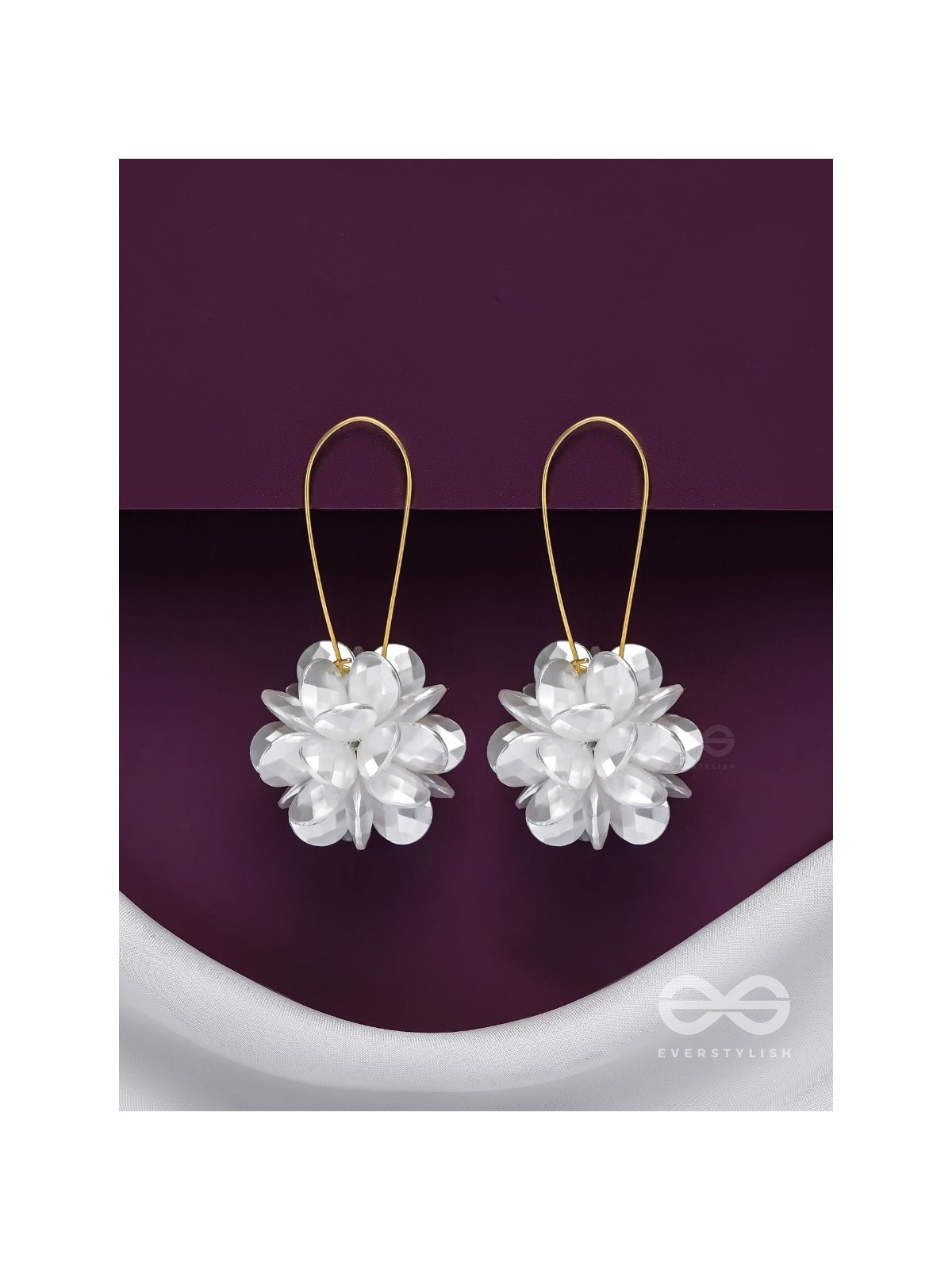 A WINTER ROSE - GOLDEN FLORAL EARRINGS