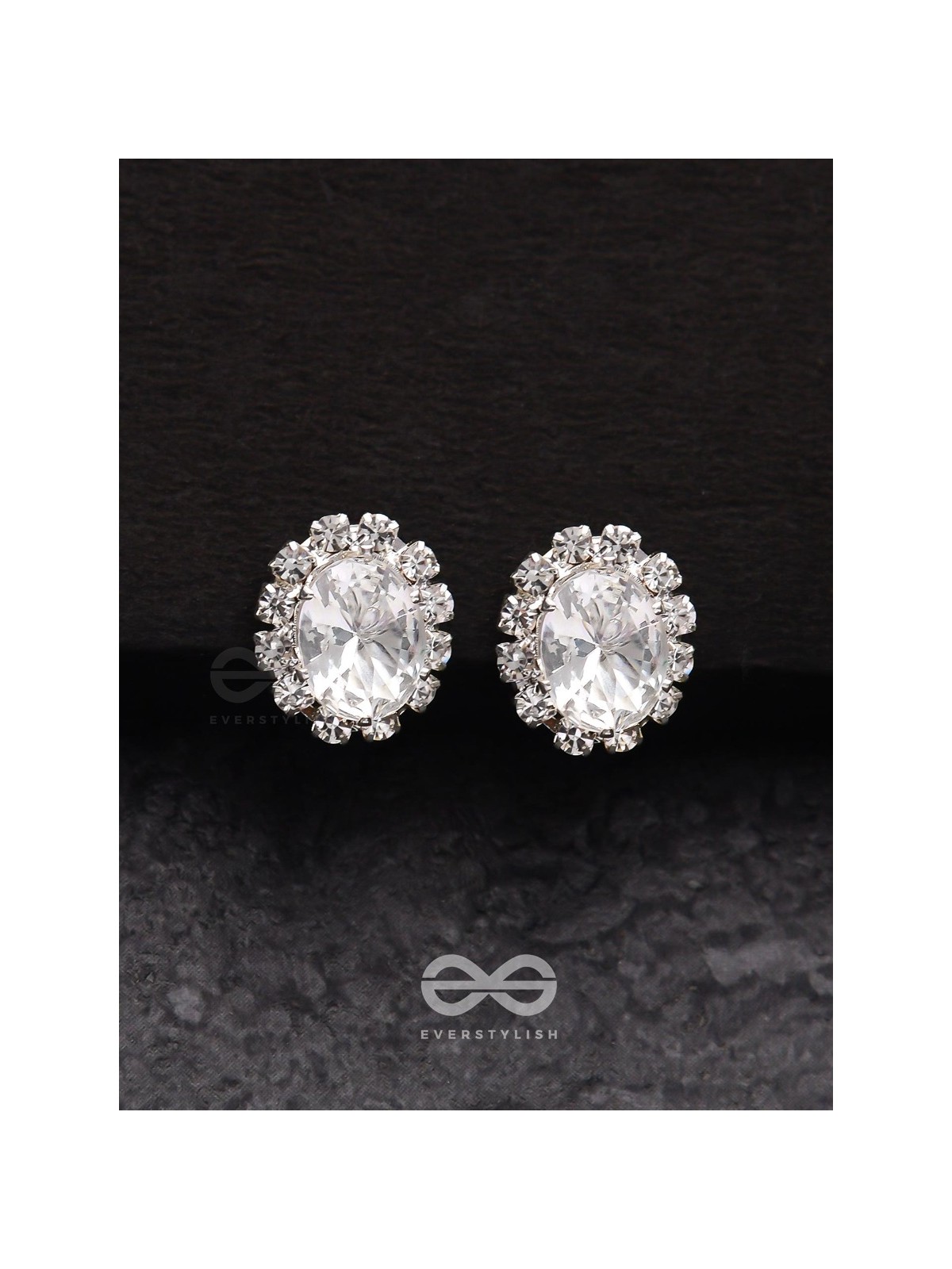SHIMMER AND SHINE - SILVER EMBELLISHED STUD EARRINGS