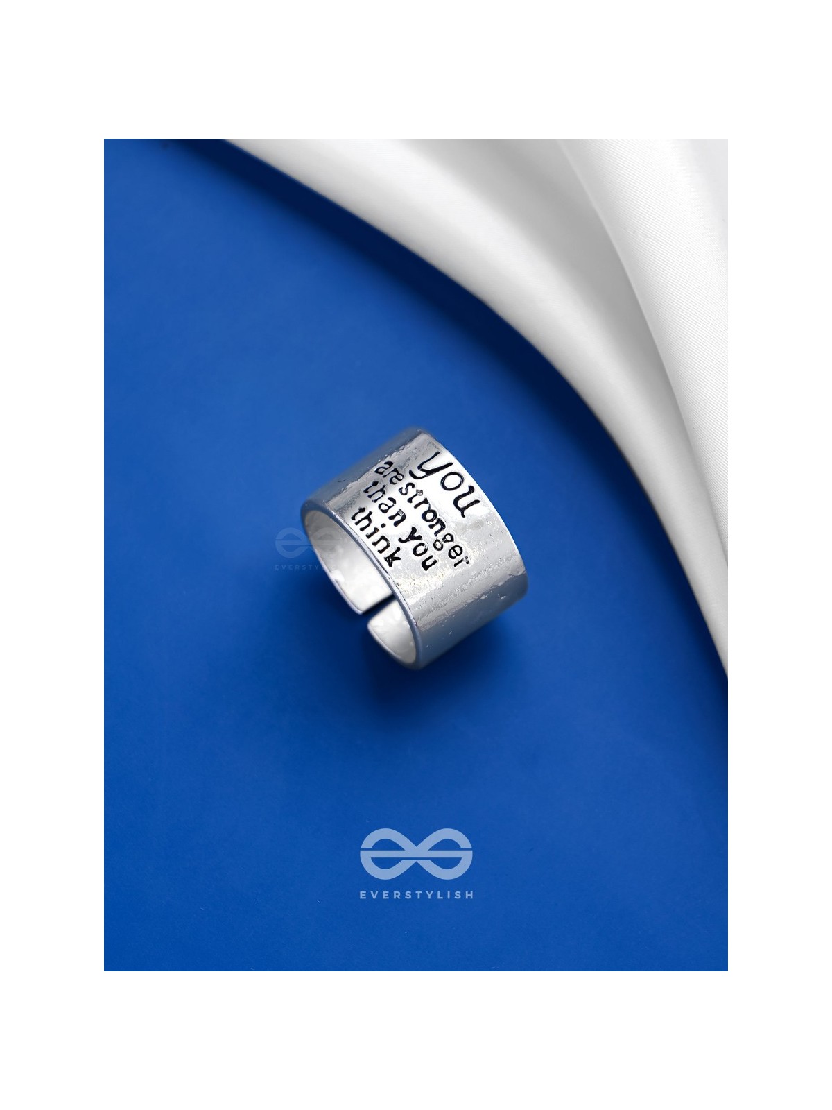 POSITIVE VIRTUE - STATEMENT SILVER RING (ADJUSTABLE)