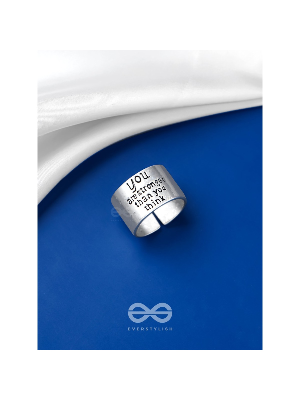 POSITIVE VIRTUE - STATEMENT SILVER RING (ADJUSTABLE)