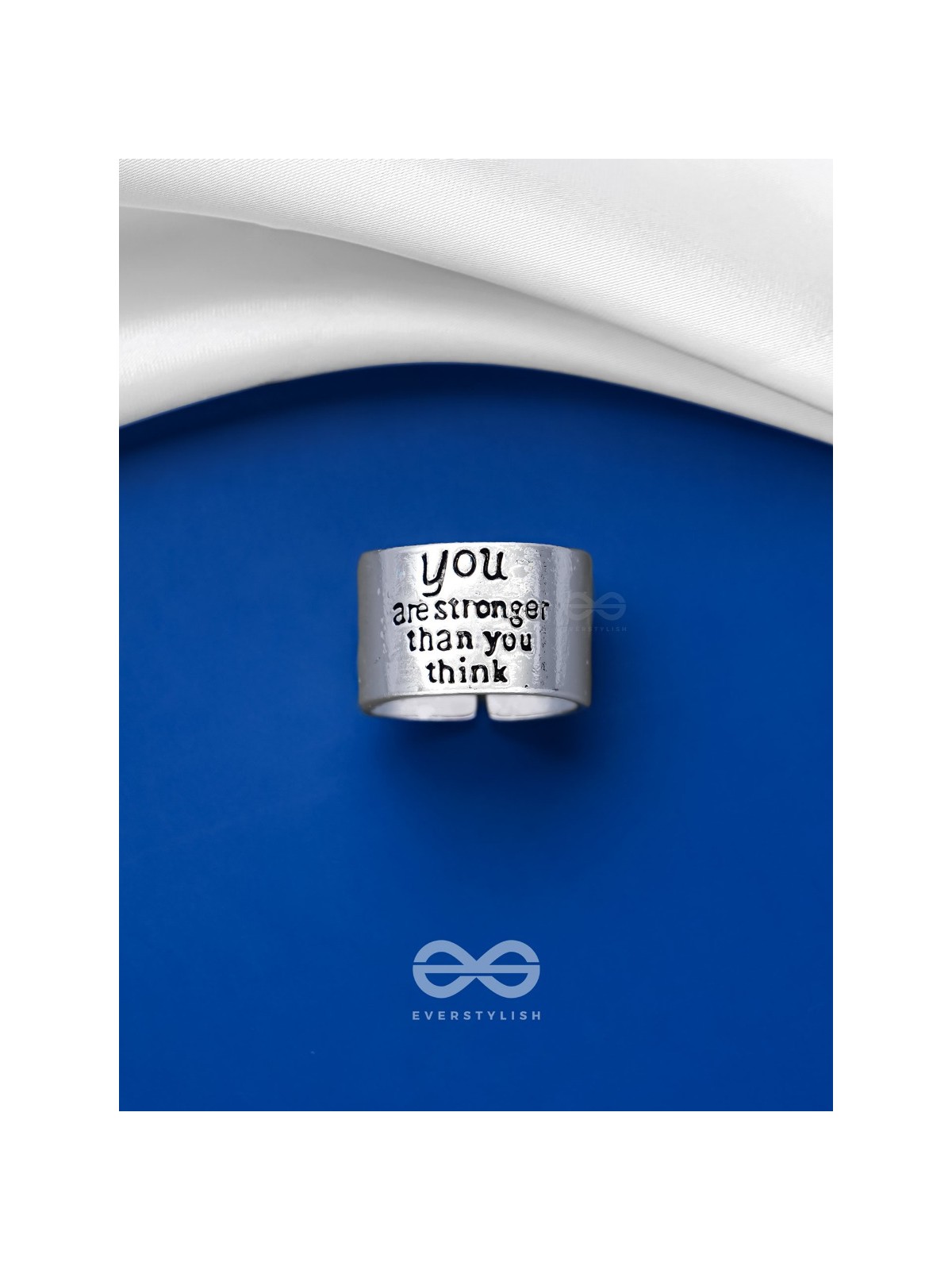 POSITIVE VIRTUE - STATEMENT SILVER RING (ADJUSTABLE)