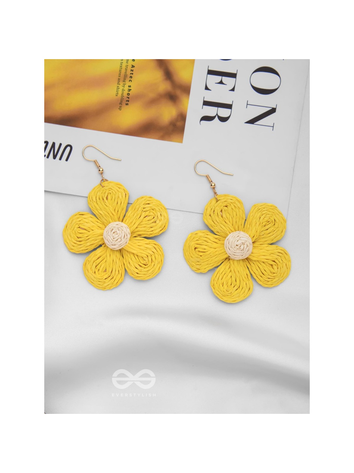 THE FLOWER POWER - STATEMENT WOVEN EARRINGS (YELLOW)