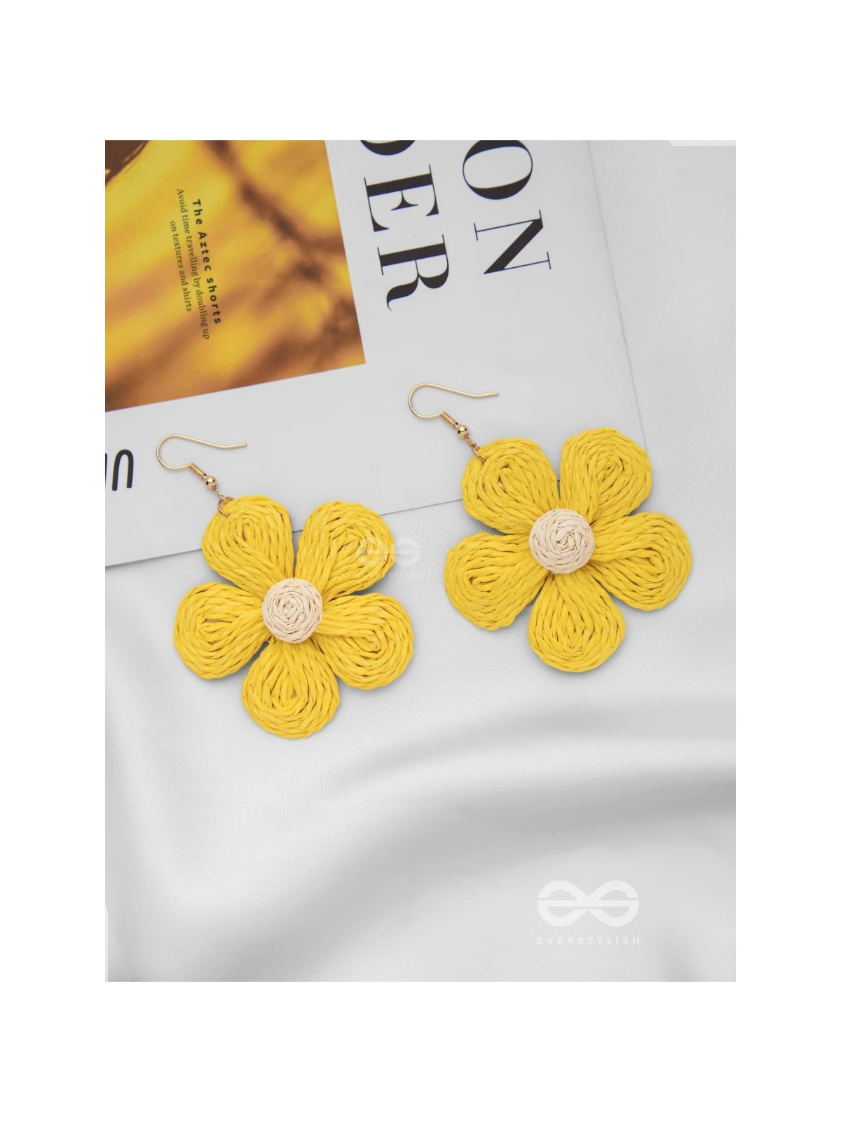 THE FLOWER POWER - STATEMENT WOVEN EARRINGS (YELLOW)
