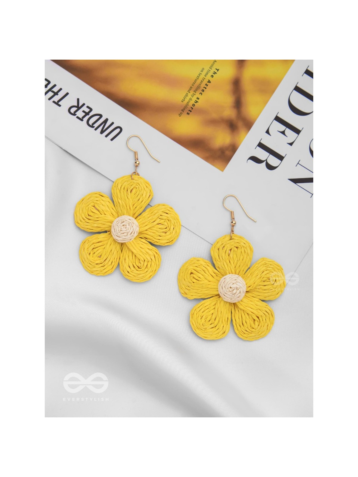 THE FLOWER POWER - STATEMENT WOVEN EARRINGS (YELLOW)
