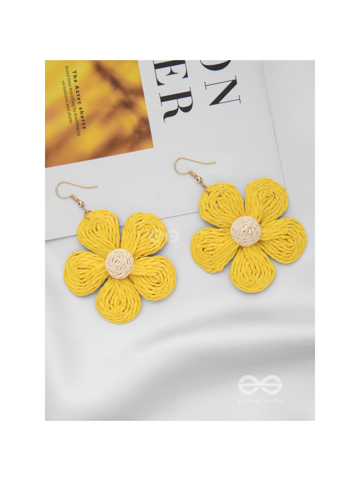 THE FLOWER POWER - STATEMENT WOVEN EARRINGS (YELLOW)