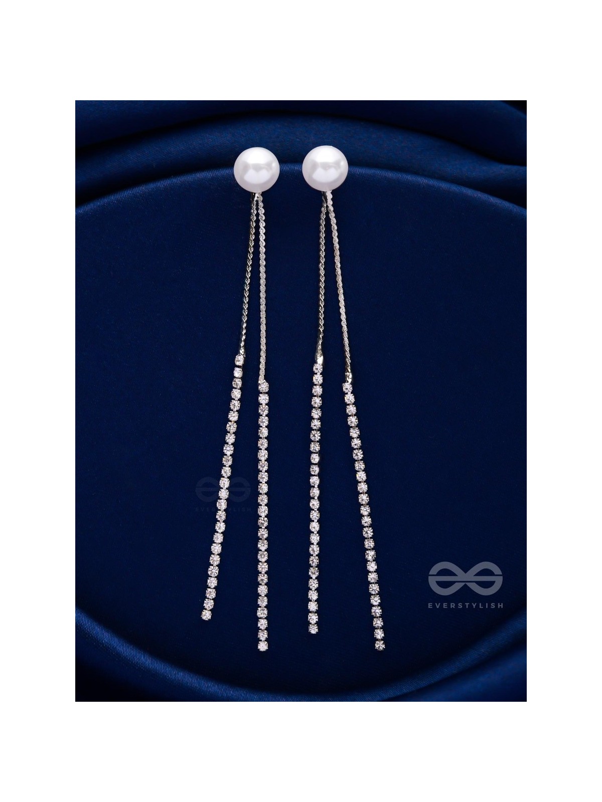 A MOONLIT PEARL - SILVER EMBELLISHED EAR JACKETS