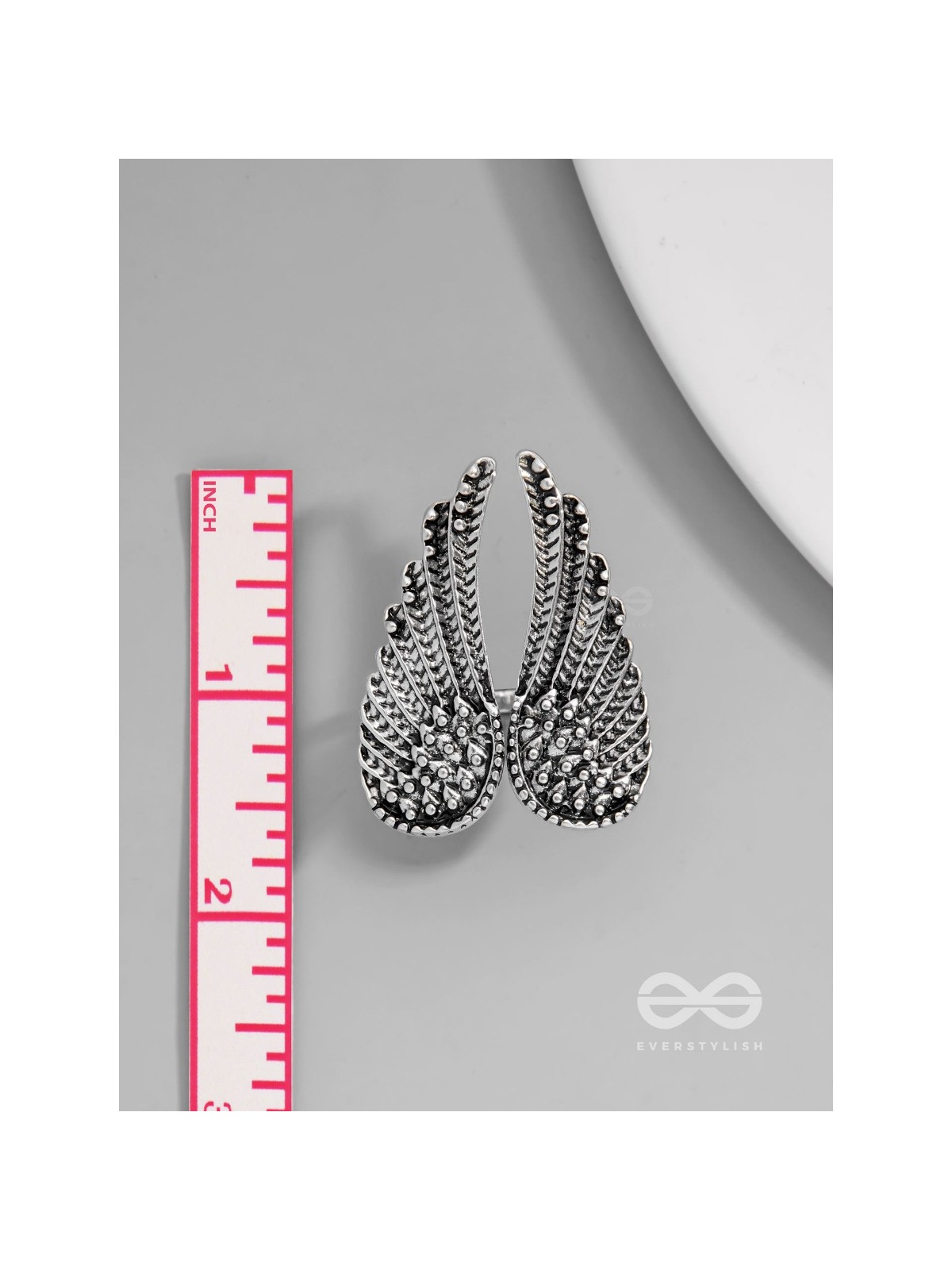 MIDNIGHT RAVEN WING - STATEMENT SILVER RING (ADJUSTABLE)