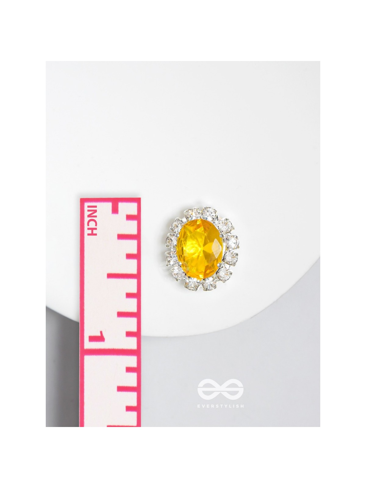SHIMMER AND SHINE - SILVER AND YELLOW EMBELLISHED STUD EARRINGS