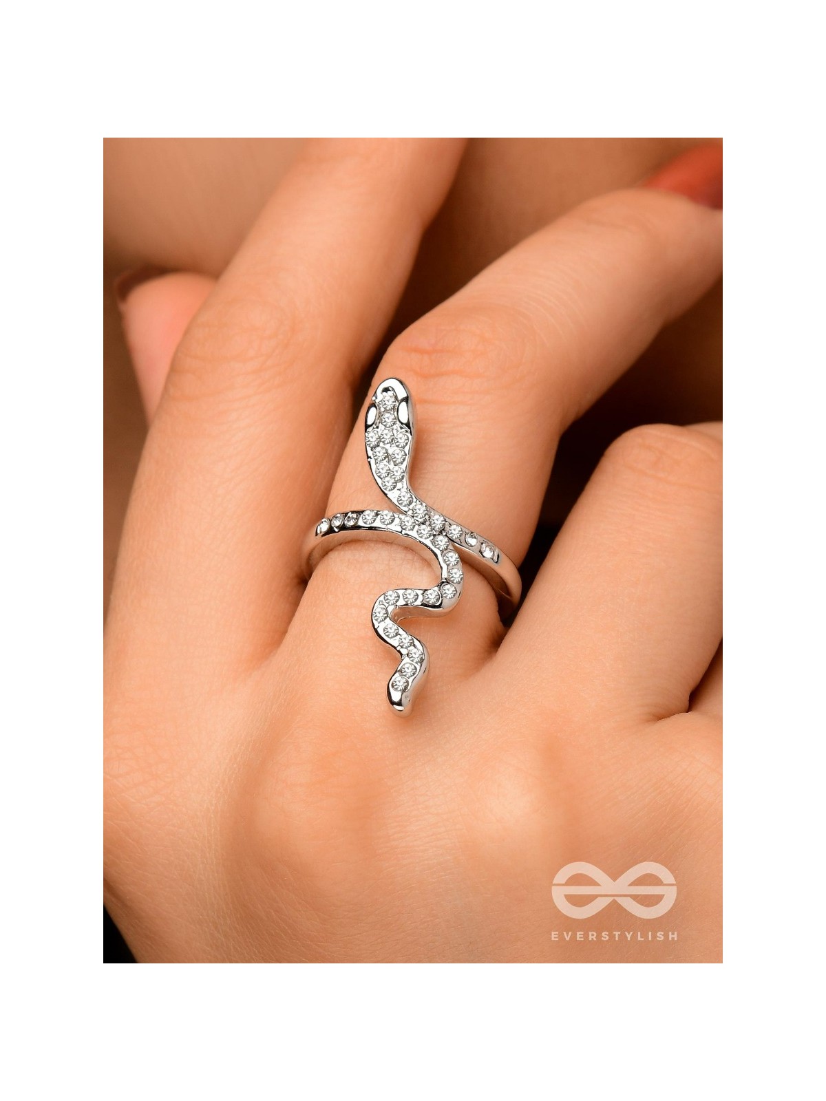 STUDDED SLYTHERIN - STATEMENT SILVER RING (ADJUSTABLE)