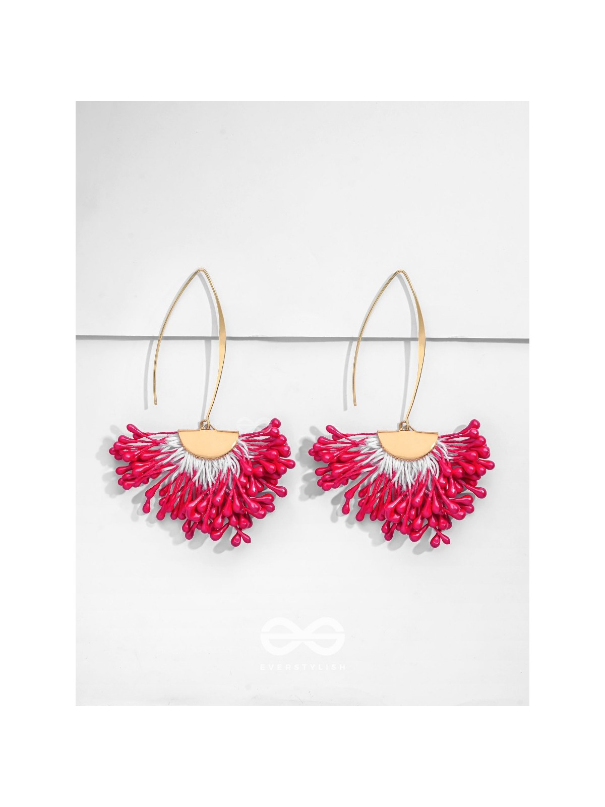 FREE SPIRIT SYMPHONY - GOLDEN EMBELLISHED EARRINGS (RED)