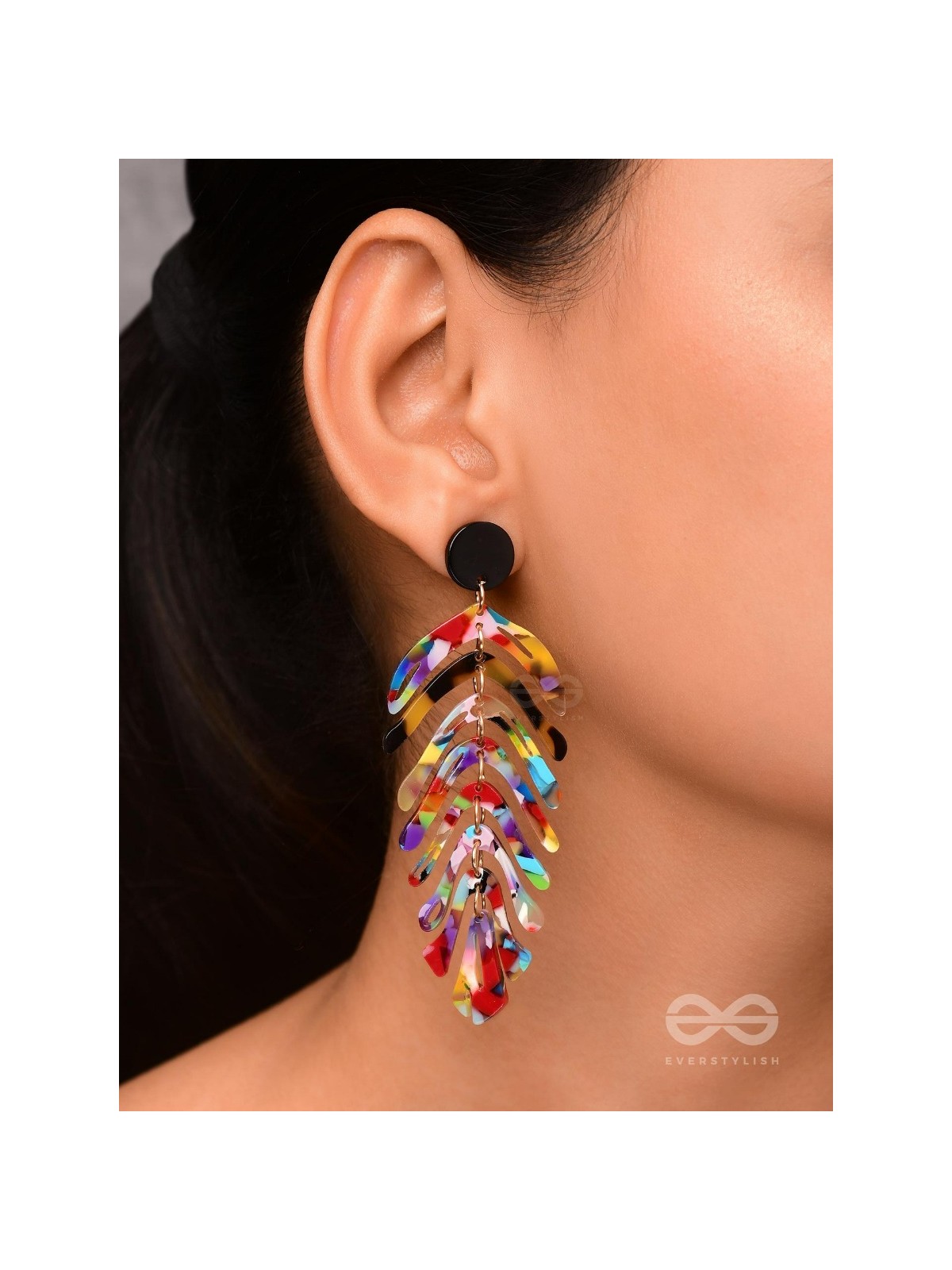 THE TROPICAL LEAFLETS - MULTICOLOR ACRYLIC EARRINGS