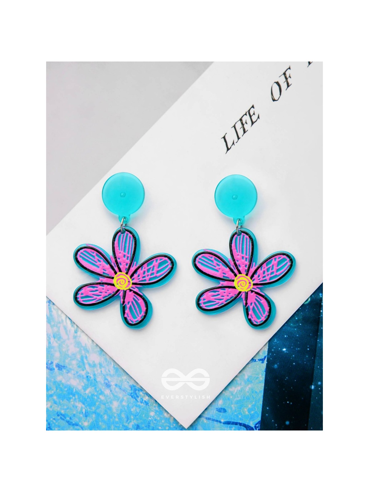 LITTLE ARTIST LILY - CASUAL ACRYLIC EARRINGS (BLUE)