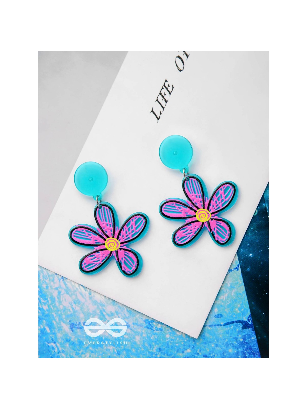 LITTLE ARTIST LILY - CASUAL ACRYLIC EARRINGS (BLUE)