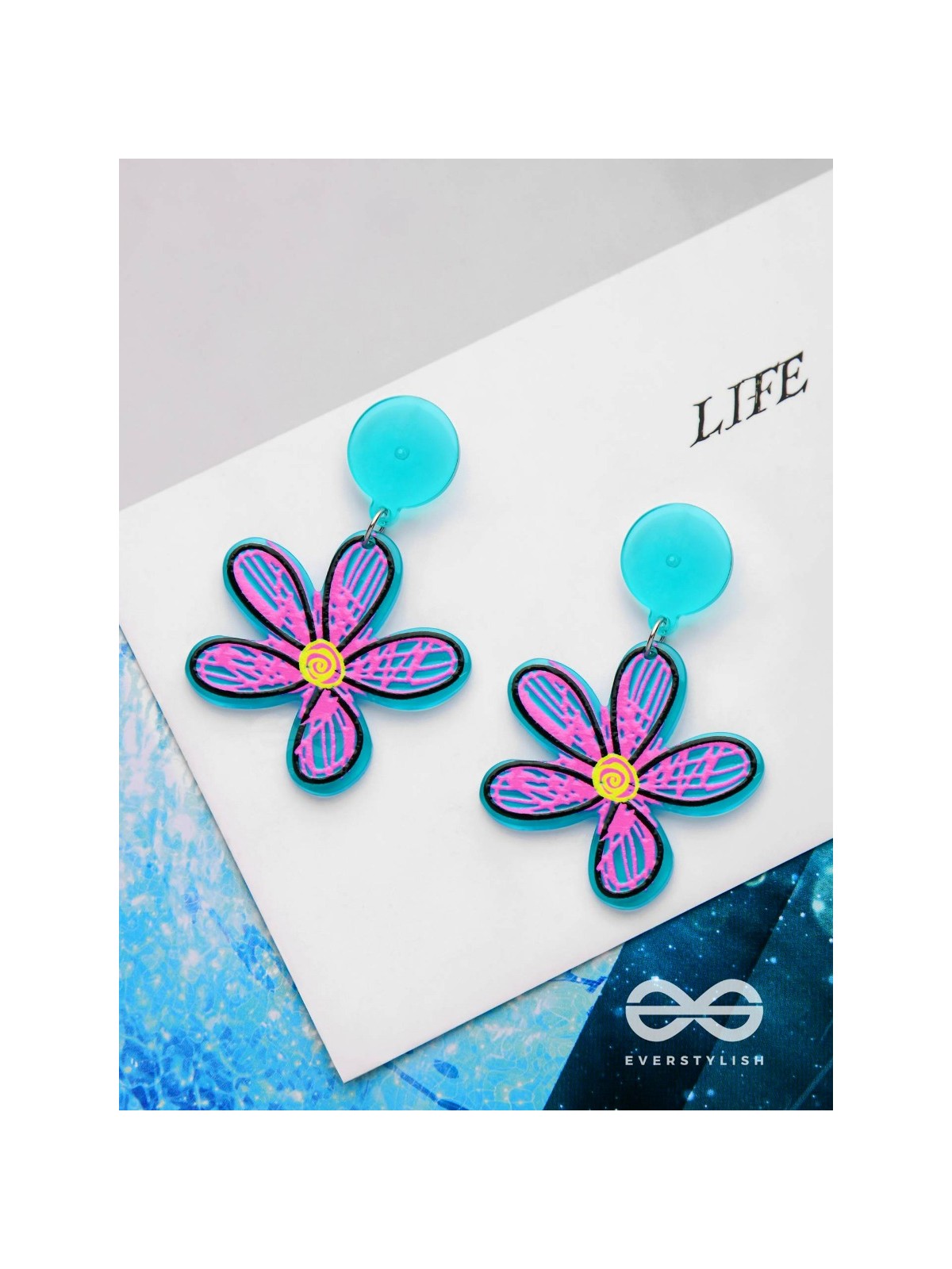 LITTLE ARTIST LILY - CASUAL ACRYLIC EARRINGS (BLUE)