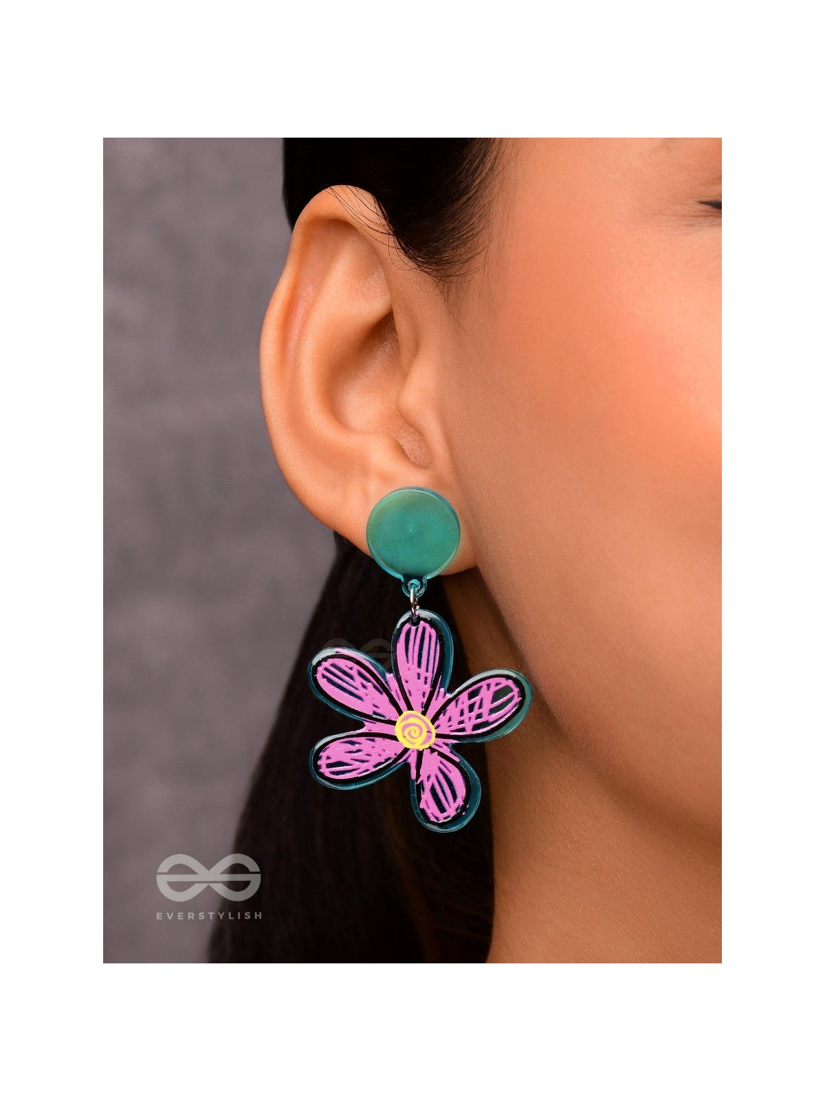 LITTLE ARTIST LILY - CASUAL ACRYLIC EARRINGS (BLUE)