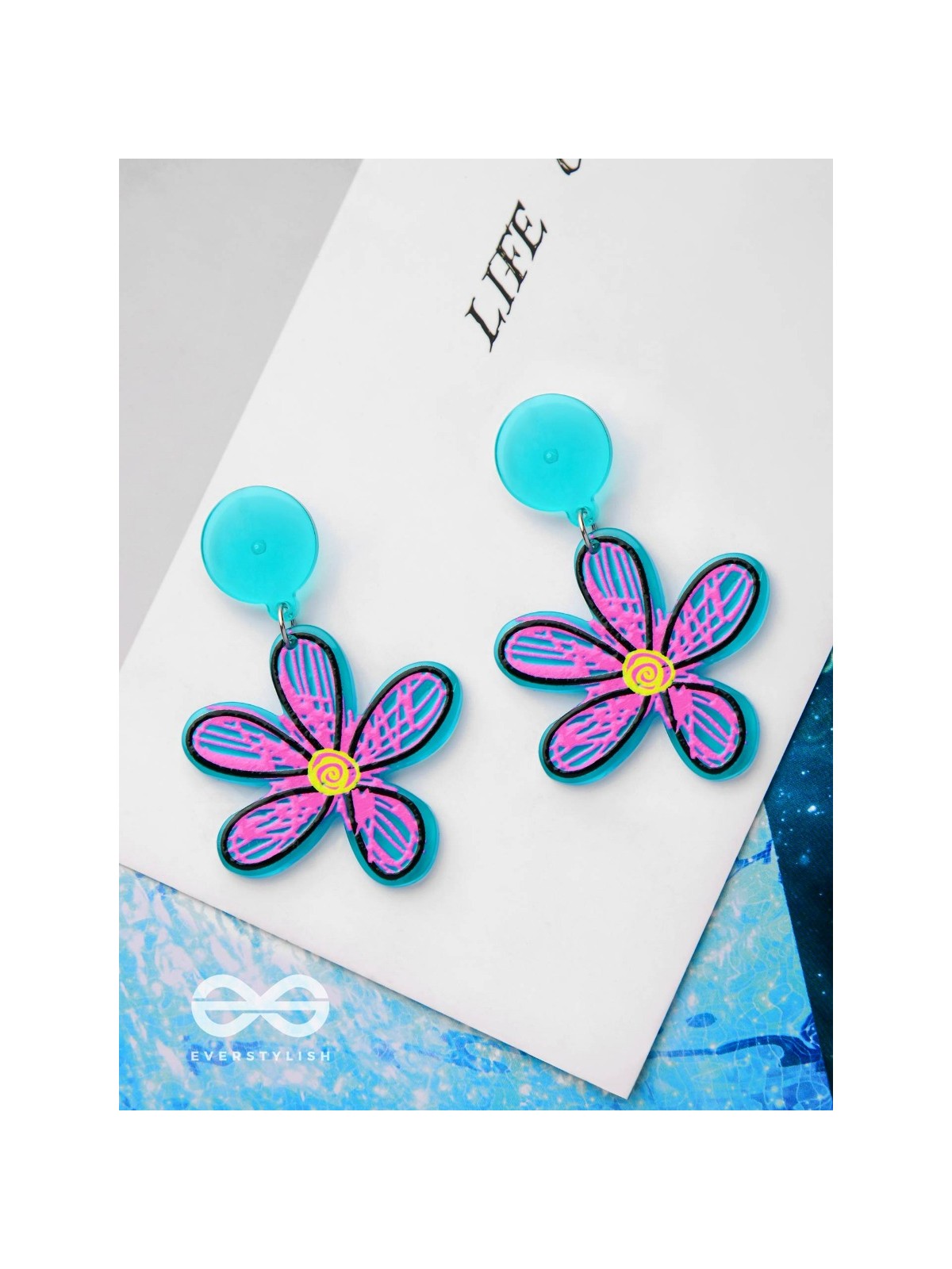 LITTLE ARTIST LILY - CASUAL ACRYLIC EARRINGS (BLUE)