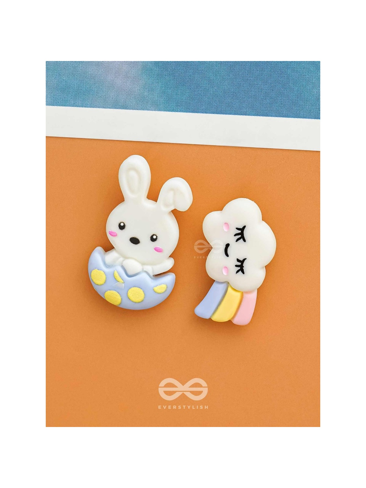 BOWS 'N BUNNY - MISMATCHED ACRYLIC EARRINGS