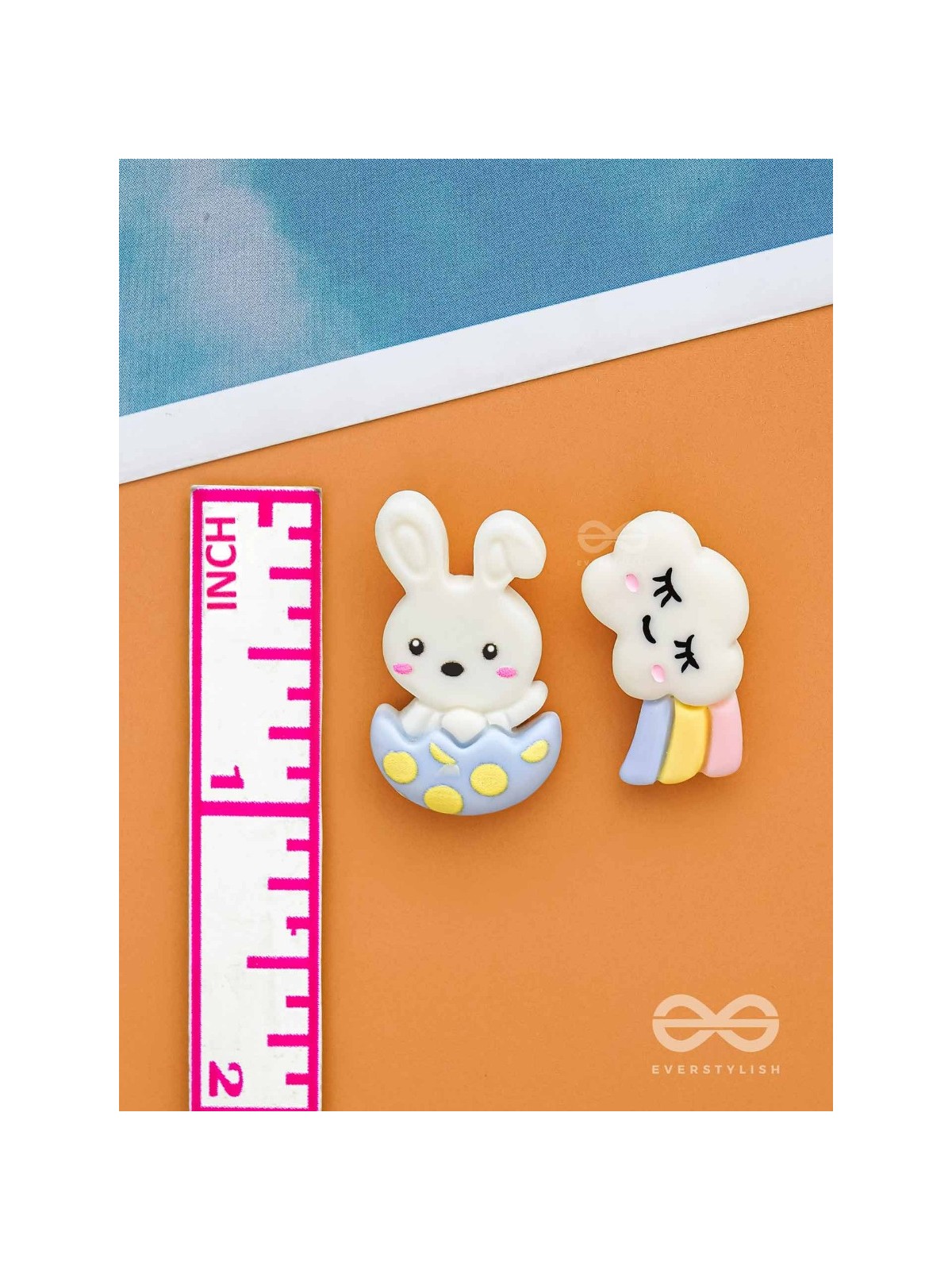 BOWS 'N BUNNY - MISMATCHED ACRYLIC EARRINGS