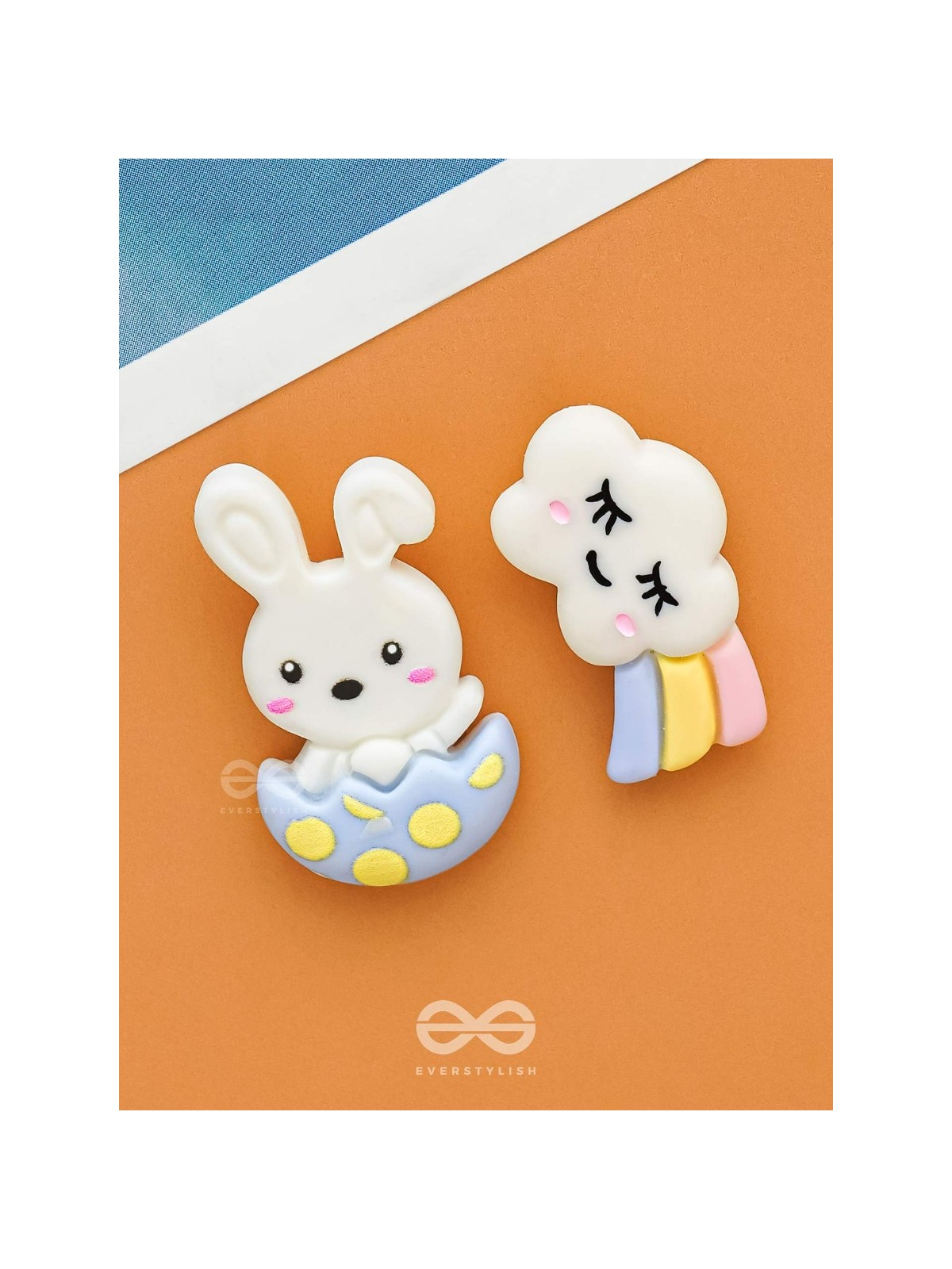 BOWS 'N BUNNY - MISMATCHED ACRYLIC EARRINGS