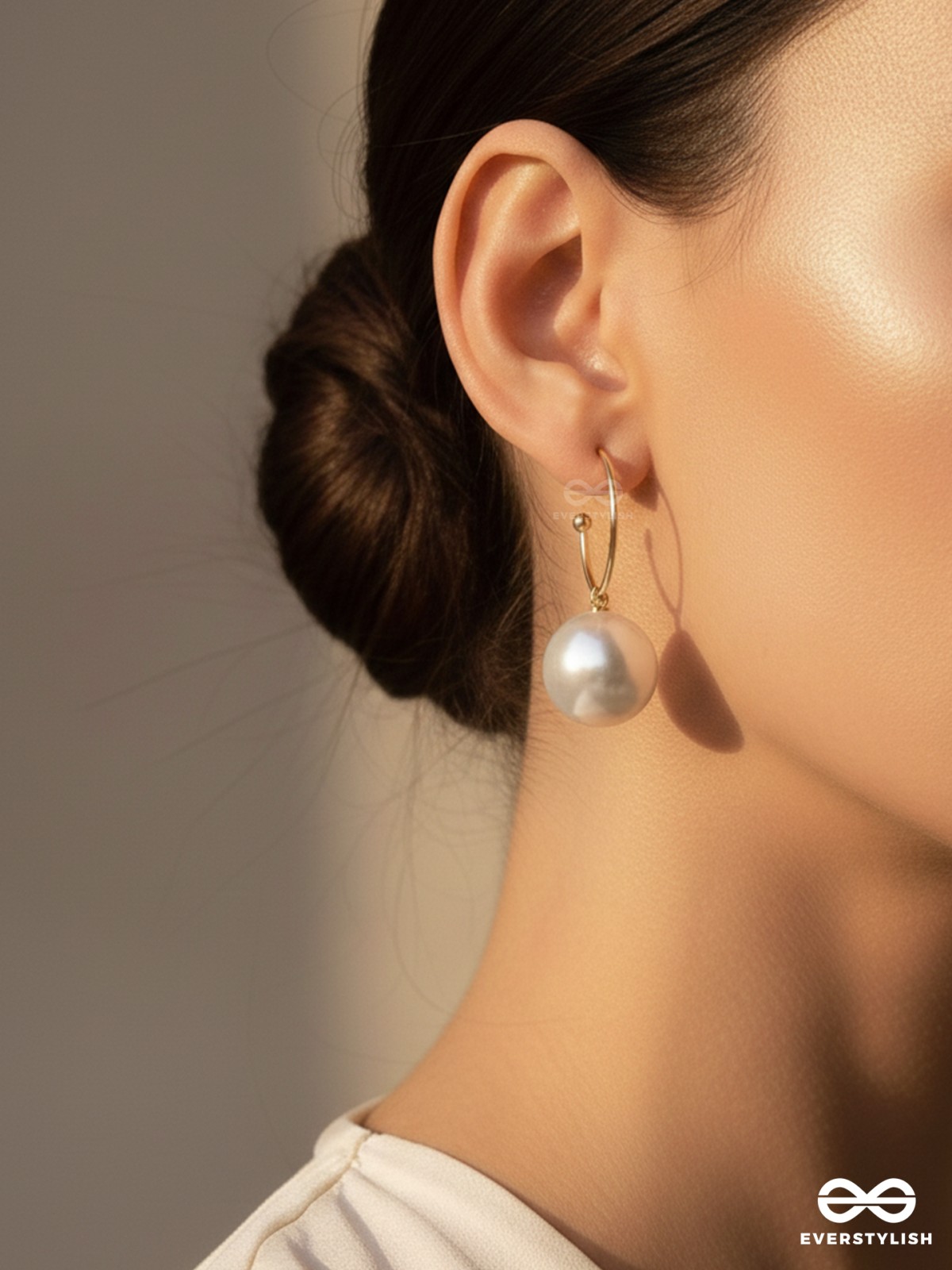 JINGLE BELL RADIANCE - GOLDEN AND WHITE EMBELLISHED PEARL EARRINGS