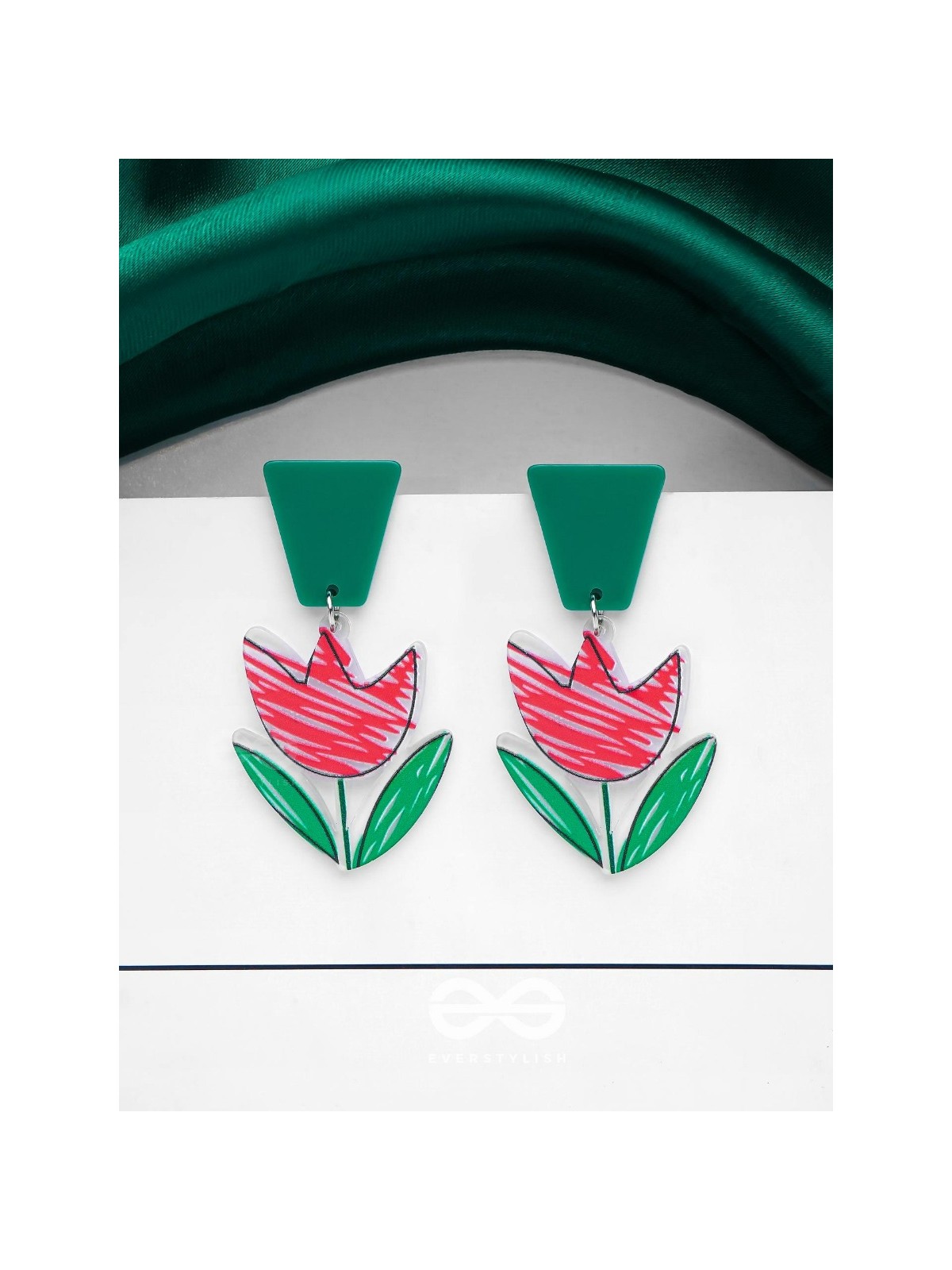 CRIMSON CHARM BLOSSOM - CASUAL ACRYLIC EARIINGS