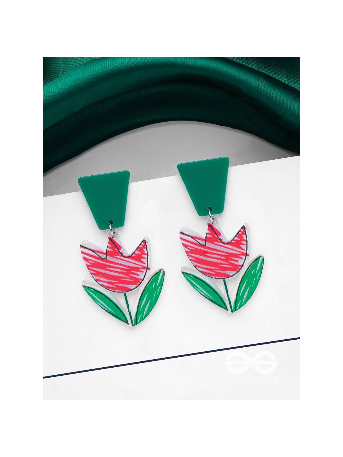 CRIMSON CHARM BLOSSOM - CASUAL ACRYLIC EARIINGS