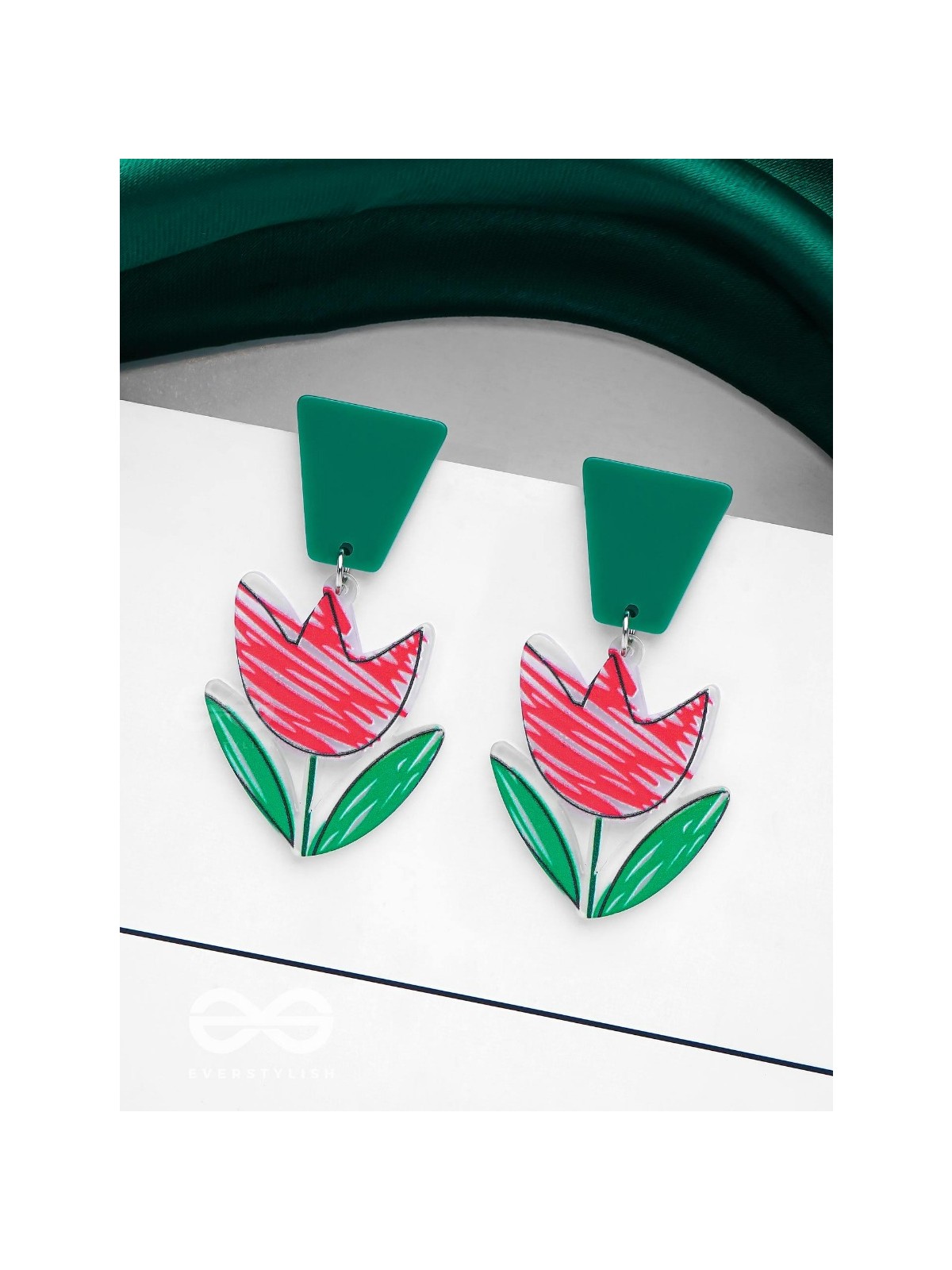 CRIMSON CHARM BLOSSOM - CASUAL ACRYLIC EARIINGS