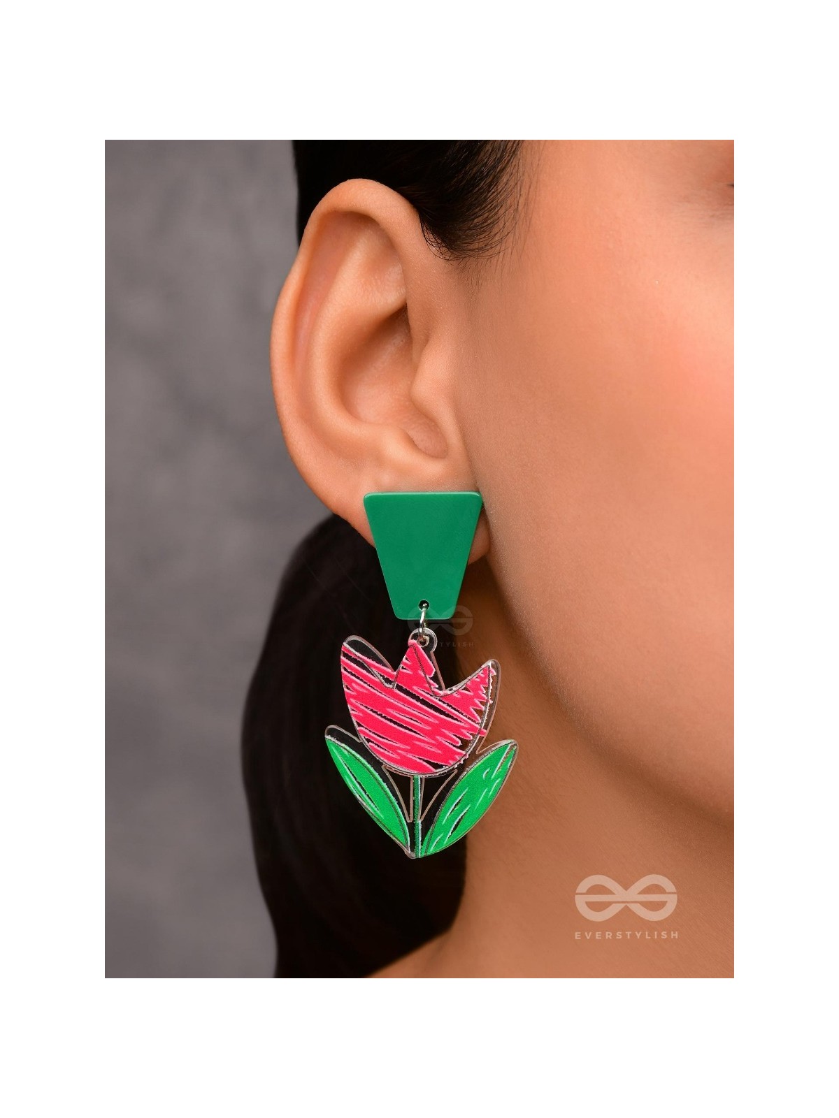 CRIMSON CHARM BLOSSOM - CASUAL ACRYLIC EARIINGS