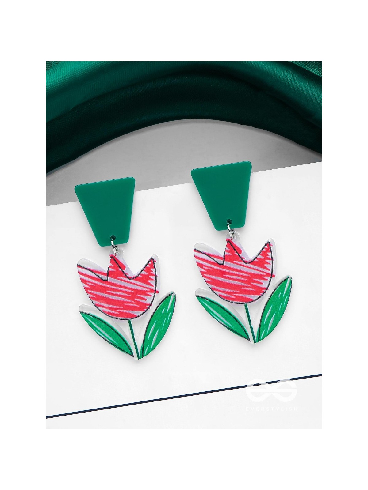 CRIMSON CHARM BLOSSOM - CASUAL ACRYLIC EARIINGS