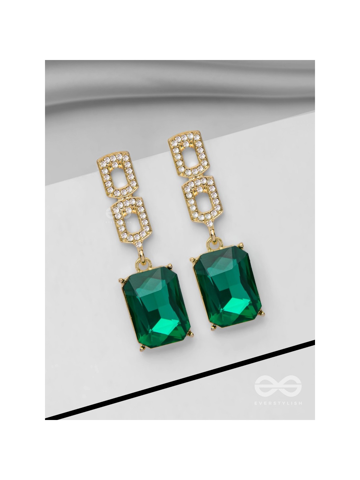 THE SPARKLING EMERALDS - GOLDEN EMBELLISHED EARRINGS