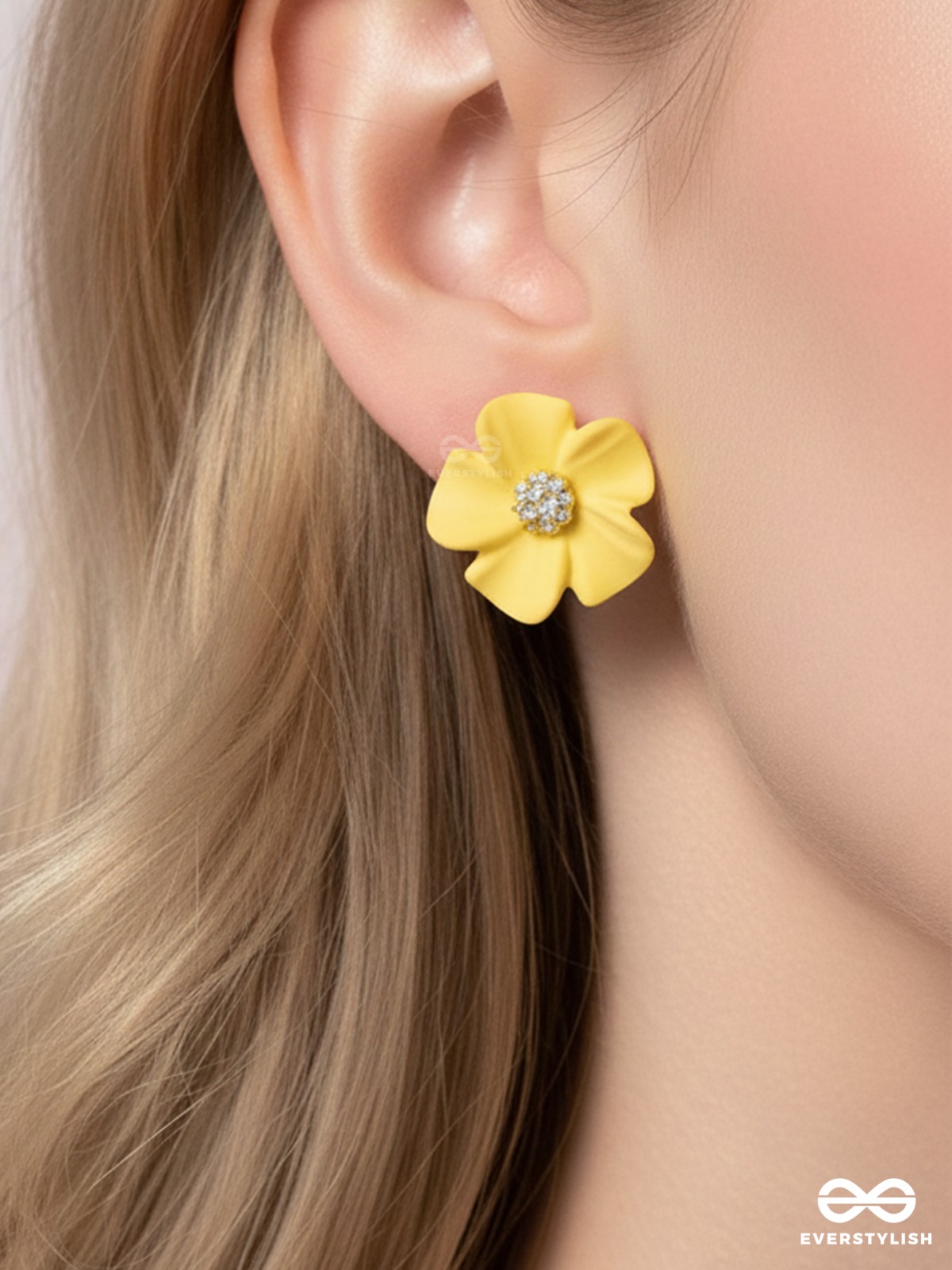 THE BLOSSOM BALLAD - GOLDEN AND YELLOW ACRYLIC STUD EARRINGS