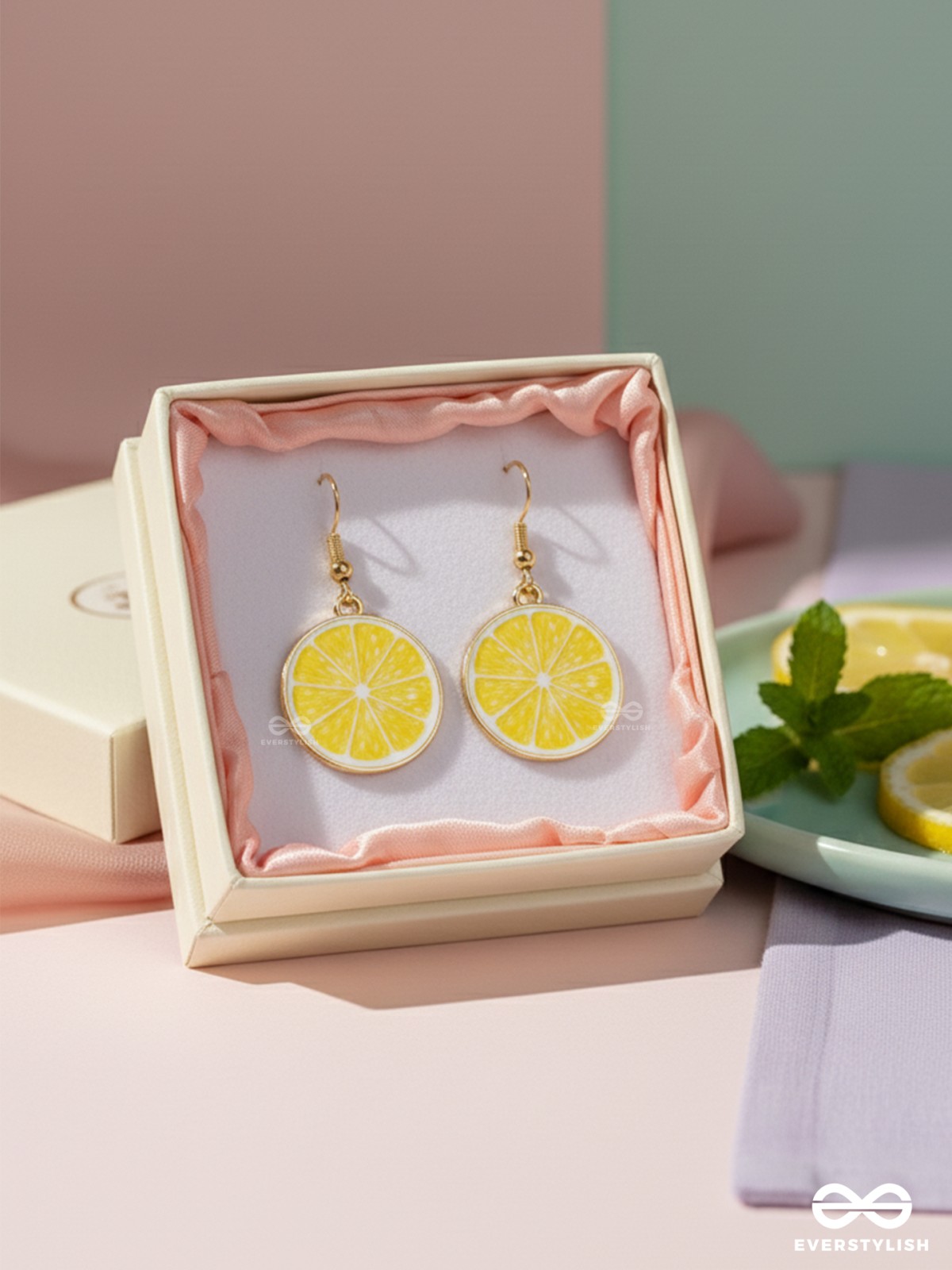 THE SOUR SPLASH - GOLDEN EMBELLISHED EARRINGS