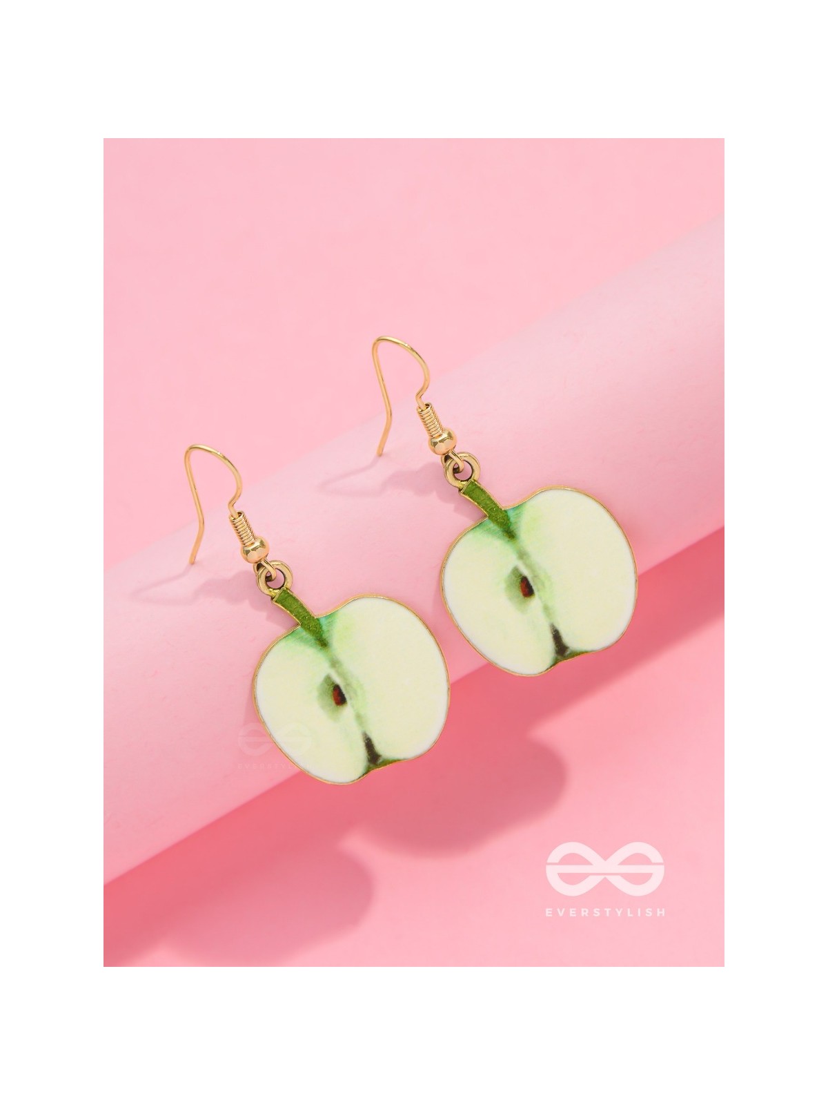 SWEET APPLE SERENADE - GOLDEN EMBELISHED EARRINGS