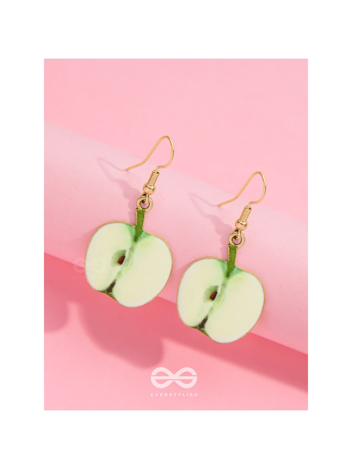 SWEET APPLE SERENADE - GOLDEN EMBELISHED EARRINGS