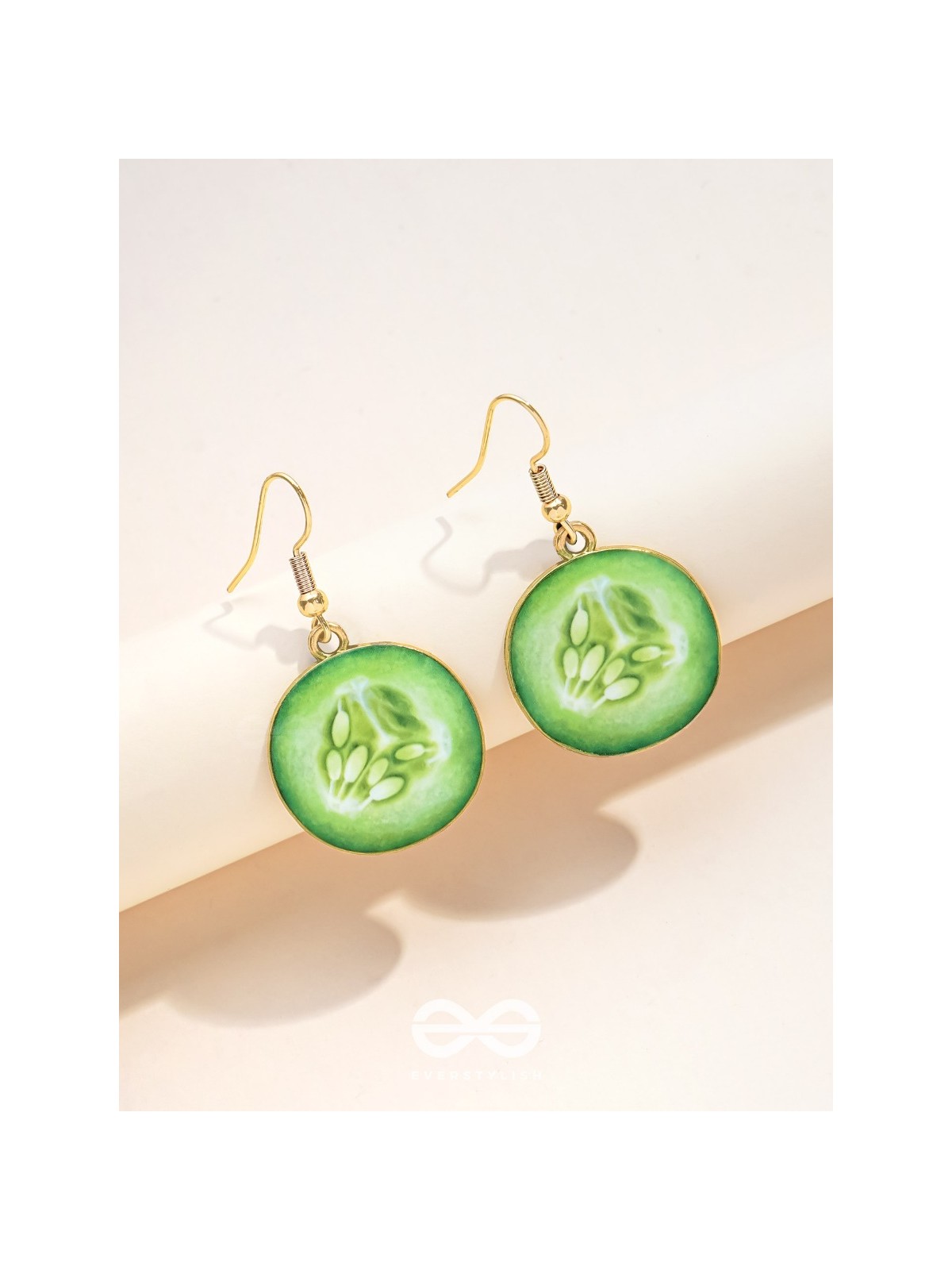 AS COOL AS CUCUMBER - GOLDEN EMBELISHED EARRINGS