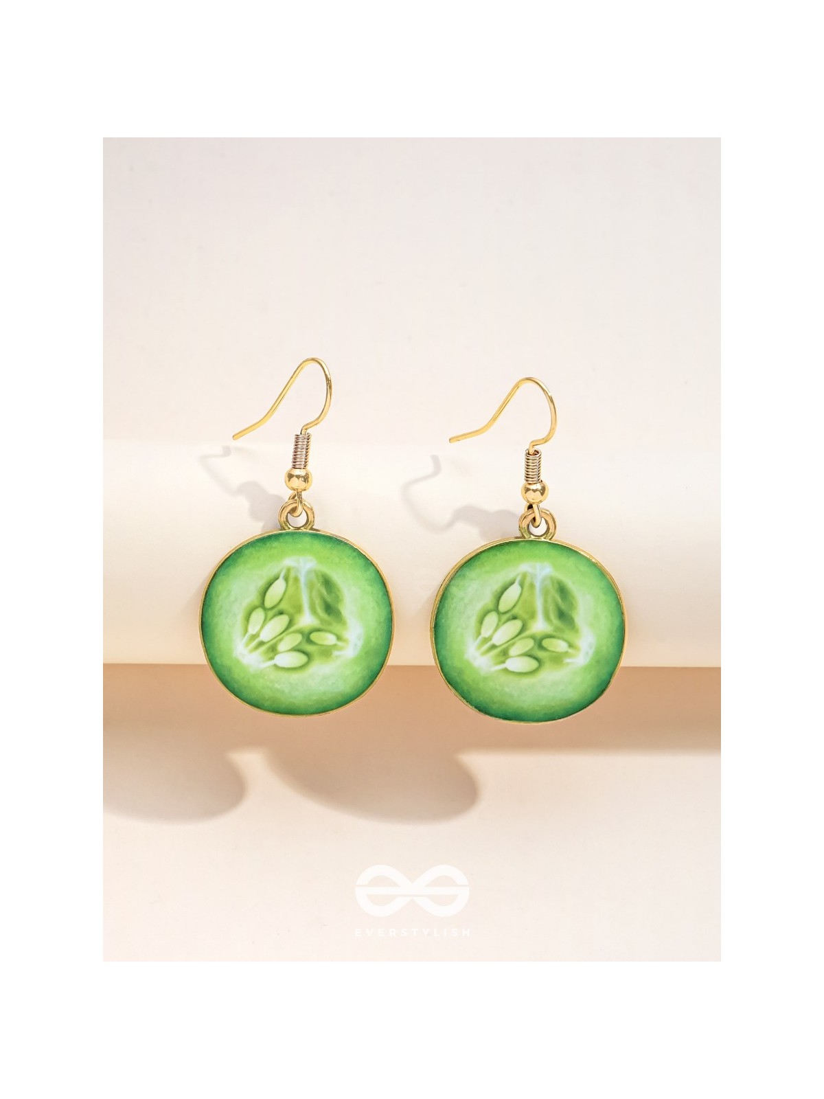AS COOL AS CUCUMBER - GOLDEN EMBELISHED EARRINGS