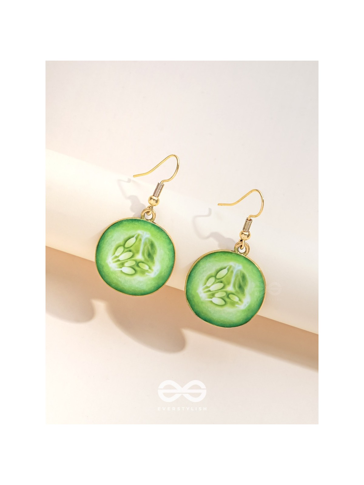 AS COOL AS CUCUMBER - GOLDEN EMBELISHED EARRINGS