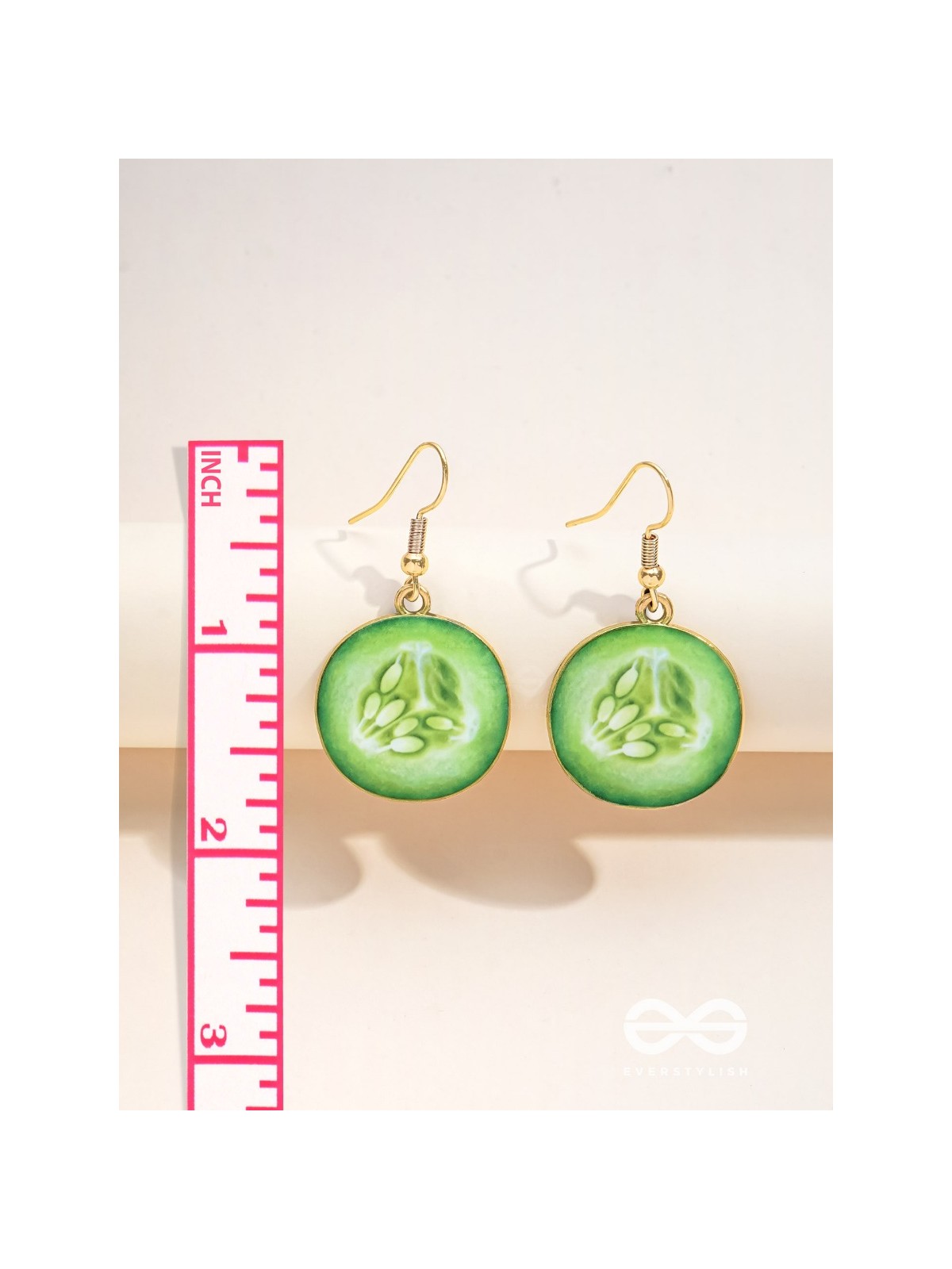 AS COOL AS CUCUMBER - GOLDEN EMBELISHED EARRINGS
