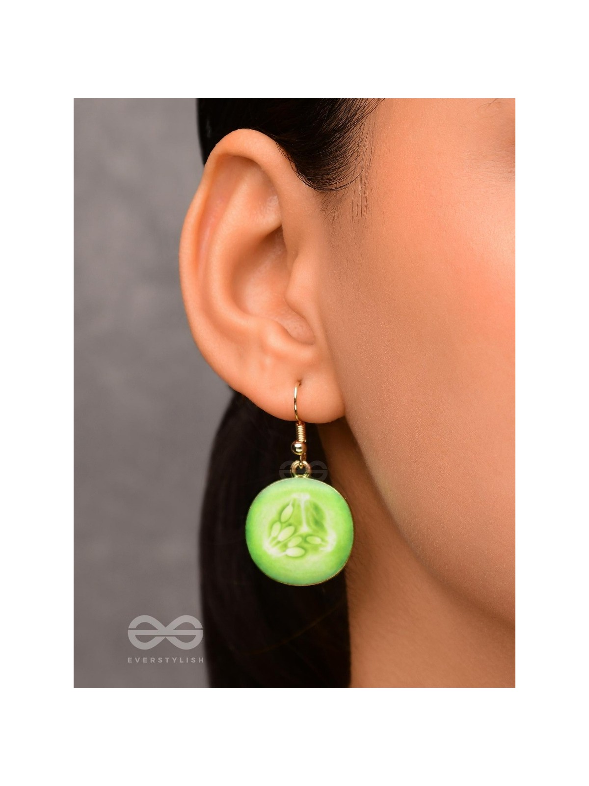 AS COOL AS CUCUMBER - GOLDEN EMBELISHED EARRINGS