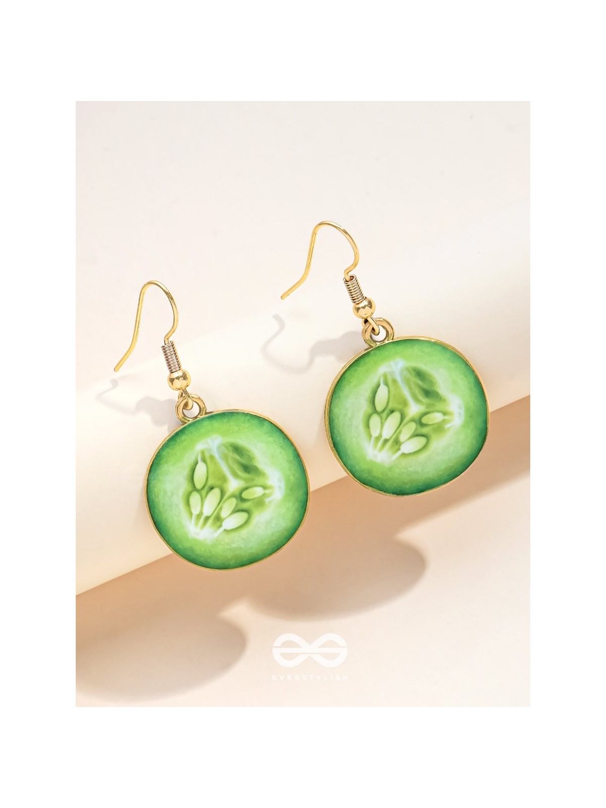 AS COOL AS CUCUMBER - GOLDEN EMBELISHED EARRINGS