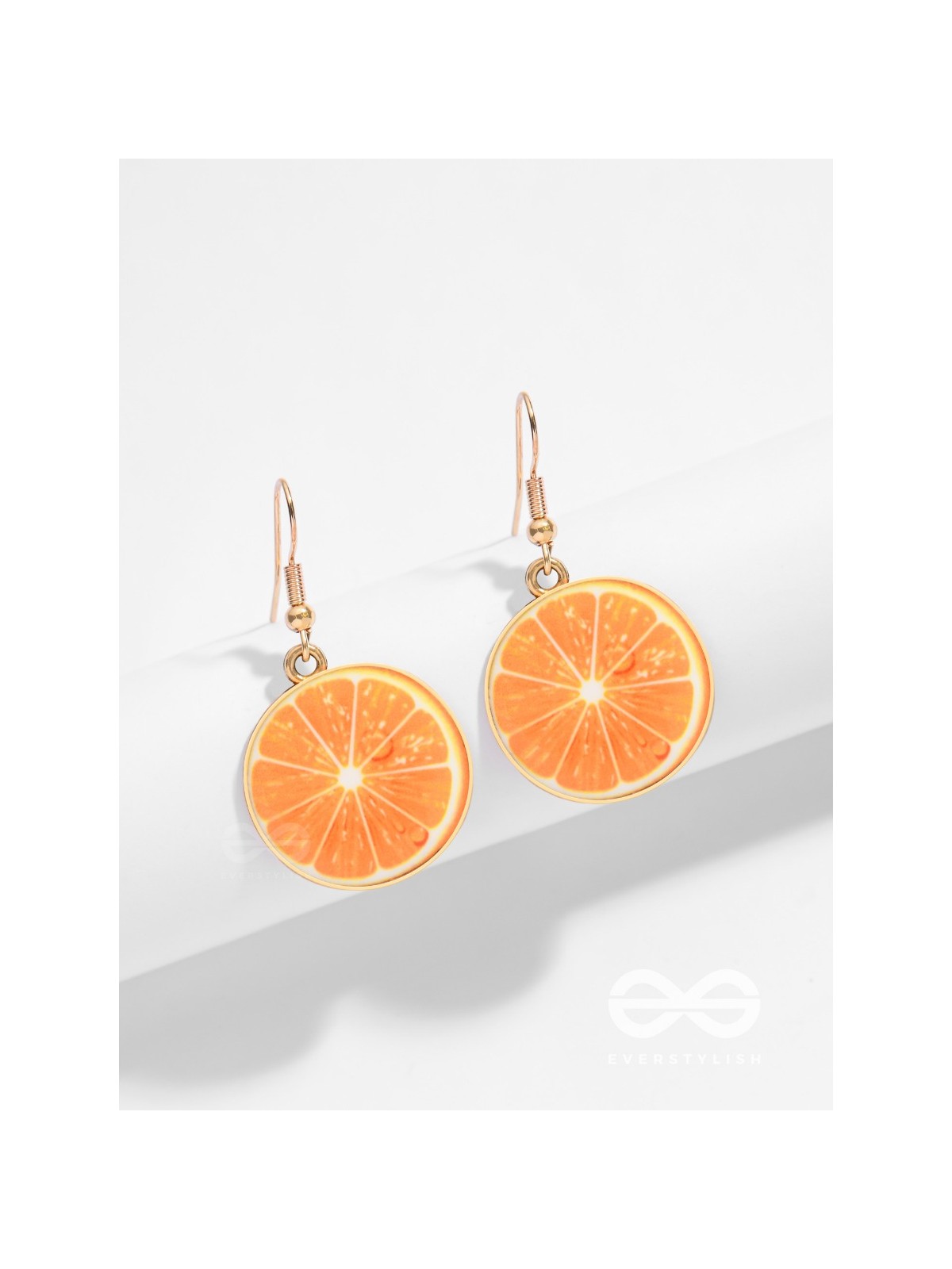 TROPICAL CITRUS ALLURE - GOLDEN EMBELISHED EARRINGS