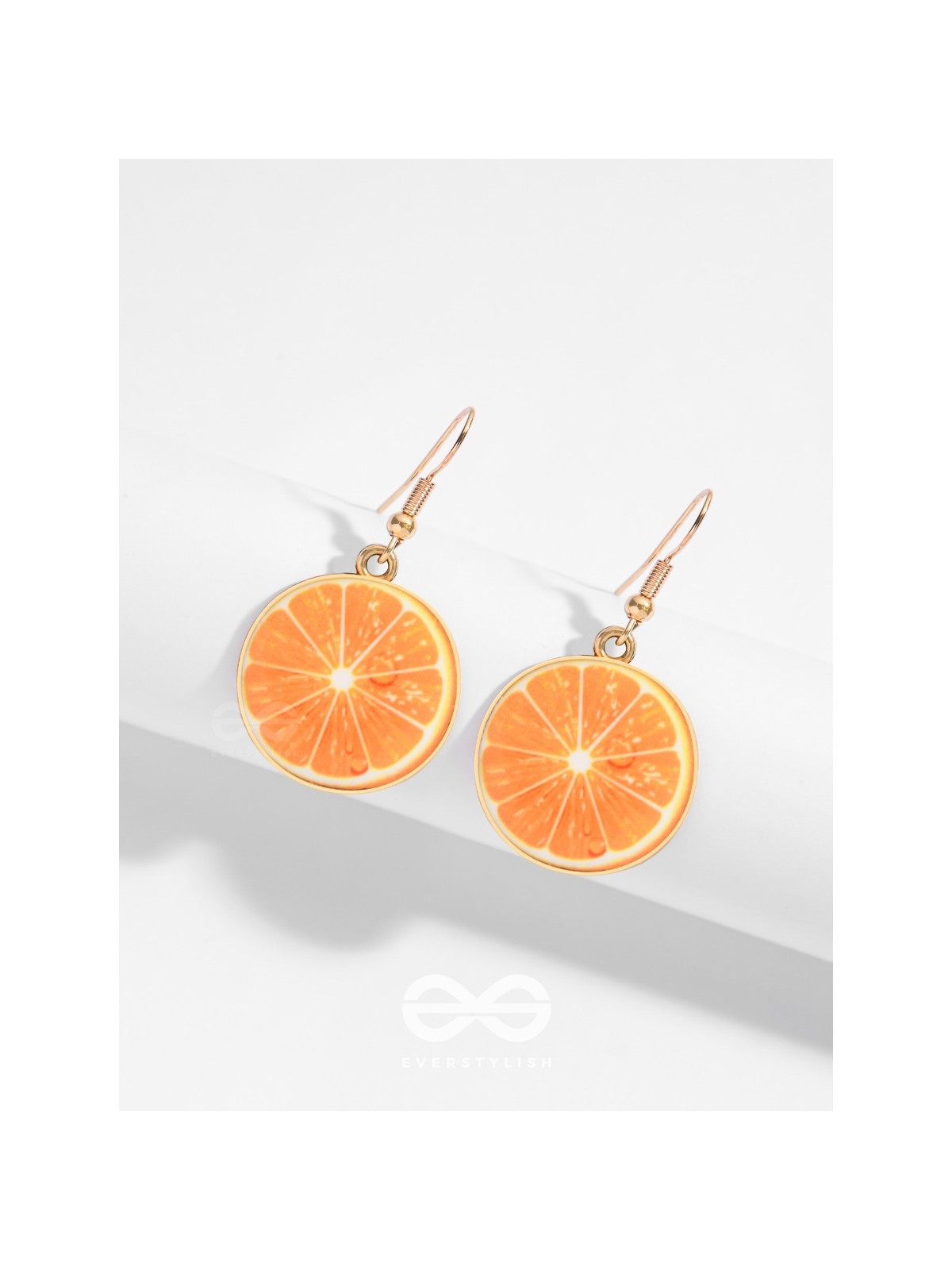 TROPICAL CITRUS ALLURE - GOLDEN EMBELISHED EARRINGS