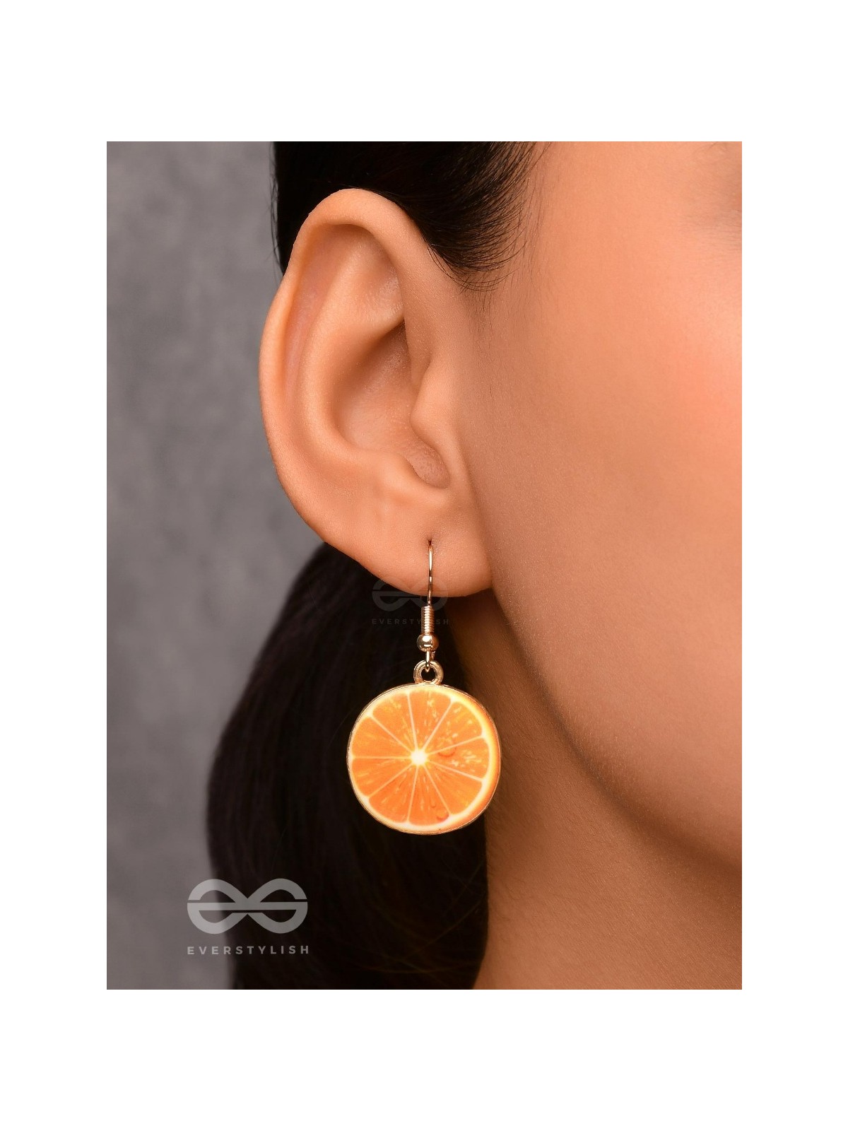 TROPICAL CITRUS ALLURE - GOLDEN EMBELISHED EARRINGS