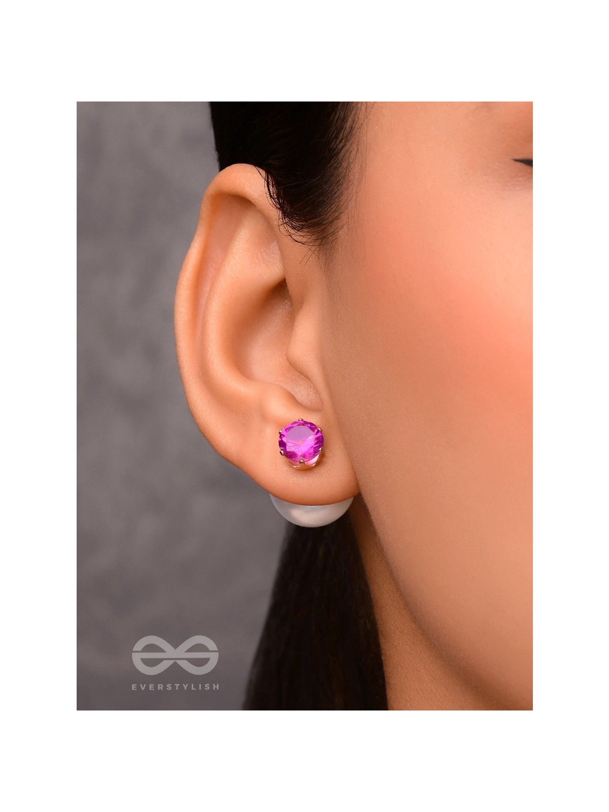 A MYSTIC PEARL - GOLDEN EMBELLISHED EARRINGS (VIOLET)