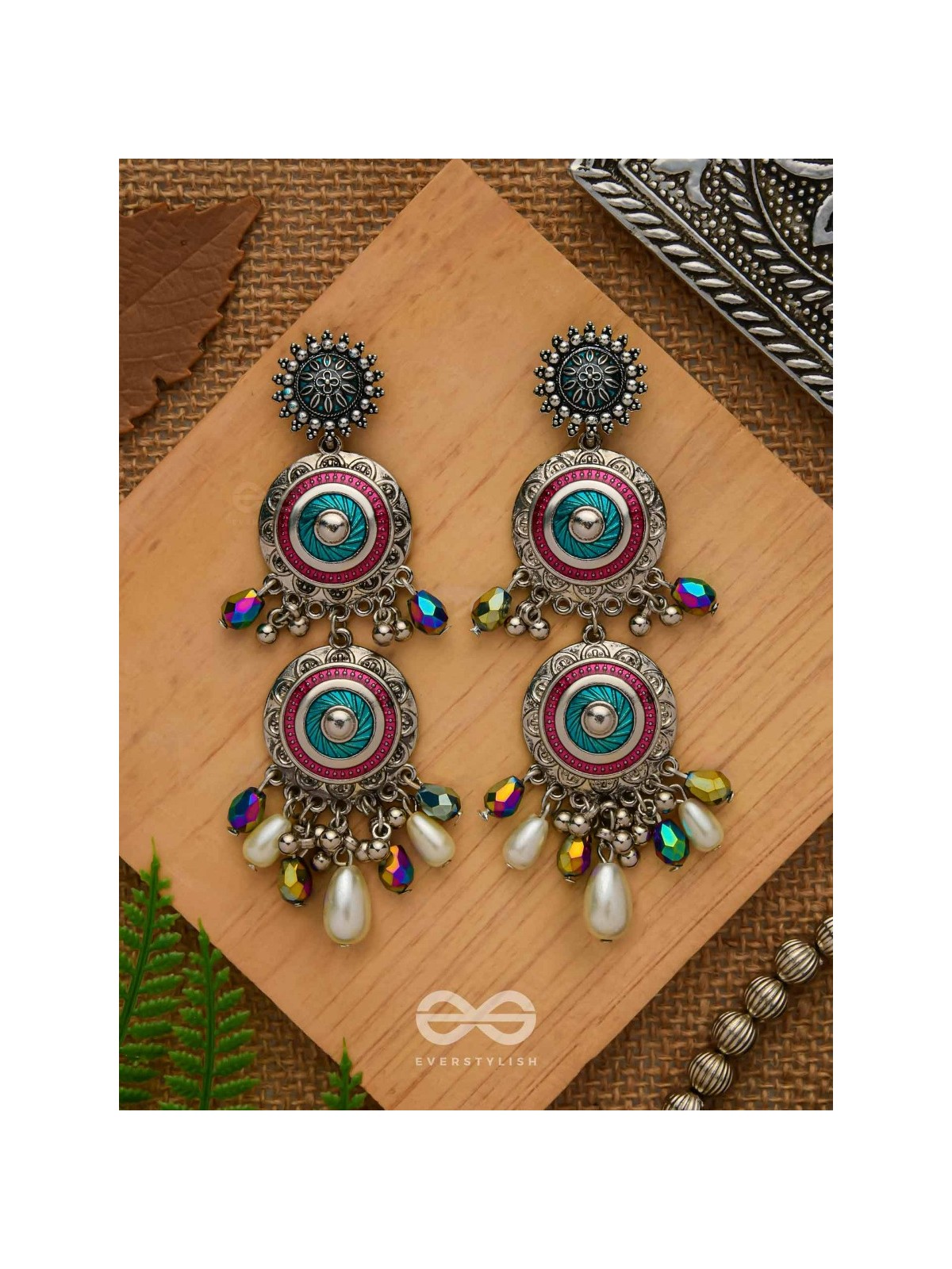 Splash Of Spectrum - Statement Oxidised Earrings