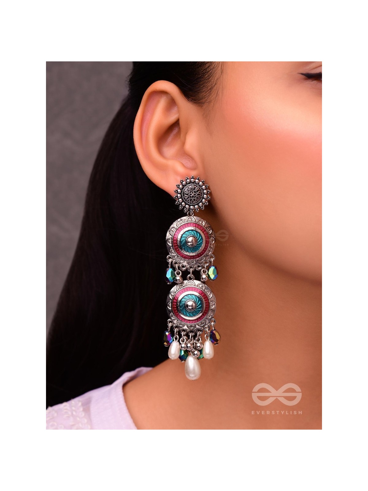 Splash Of Spectrum - Statement Oxidised Earrings